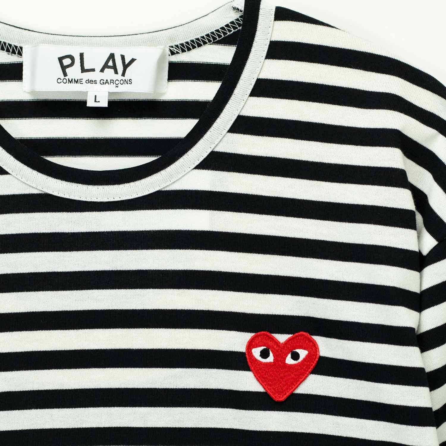Comme des Garçons PLAY L/S T-SHIRT RED HEART, Black/White - Image 2