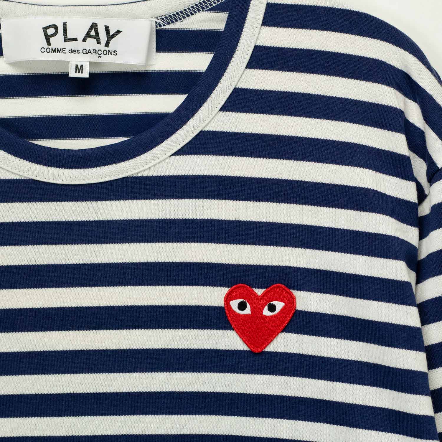 Comme des Garçons PLAY L/S T-SHIRT RED HEART, Navy/White - Image 2