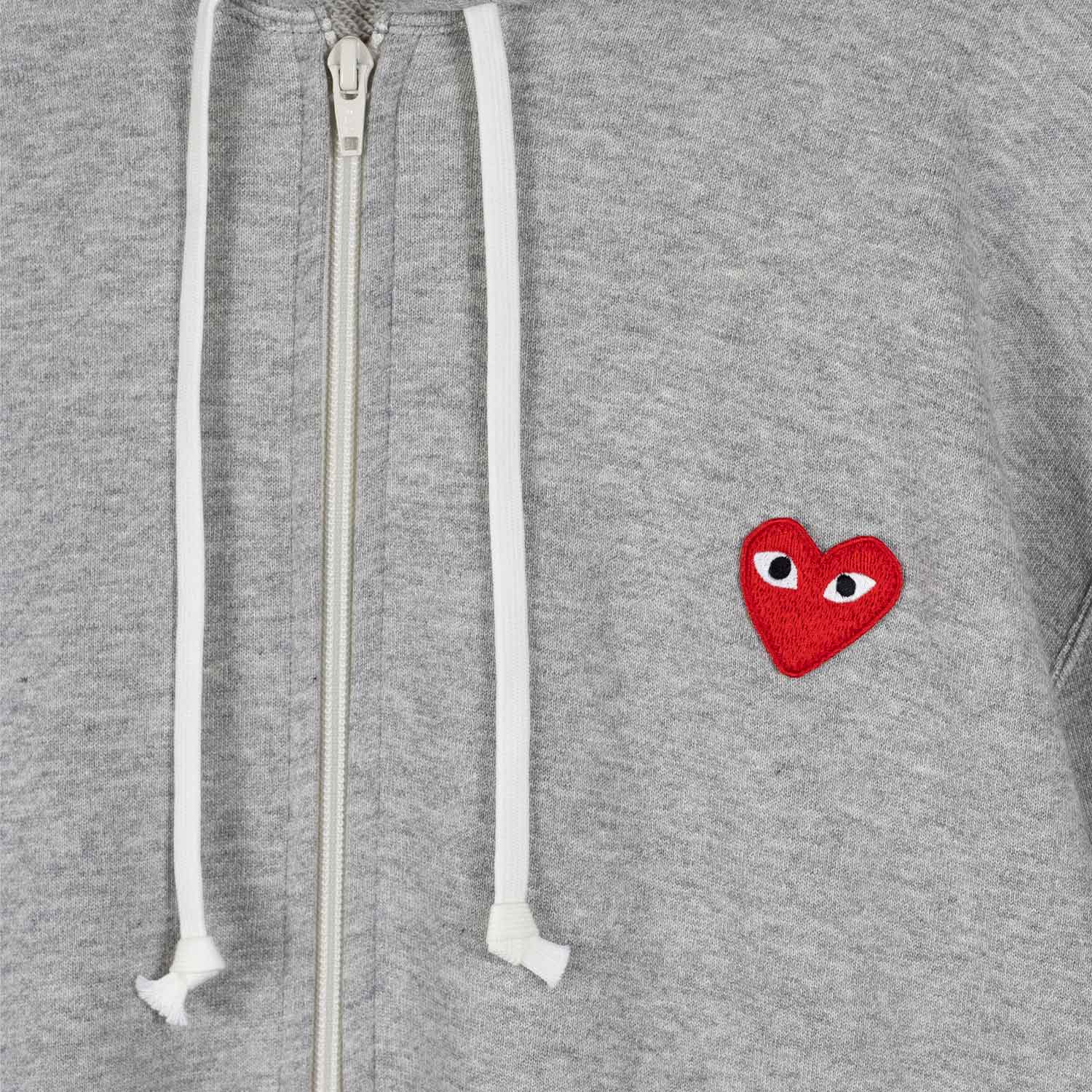 Comme des Garçons PLAY HOODED SWEATSHIRT WITH ZIP, Grey - Image 3