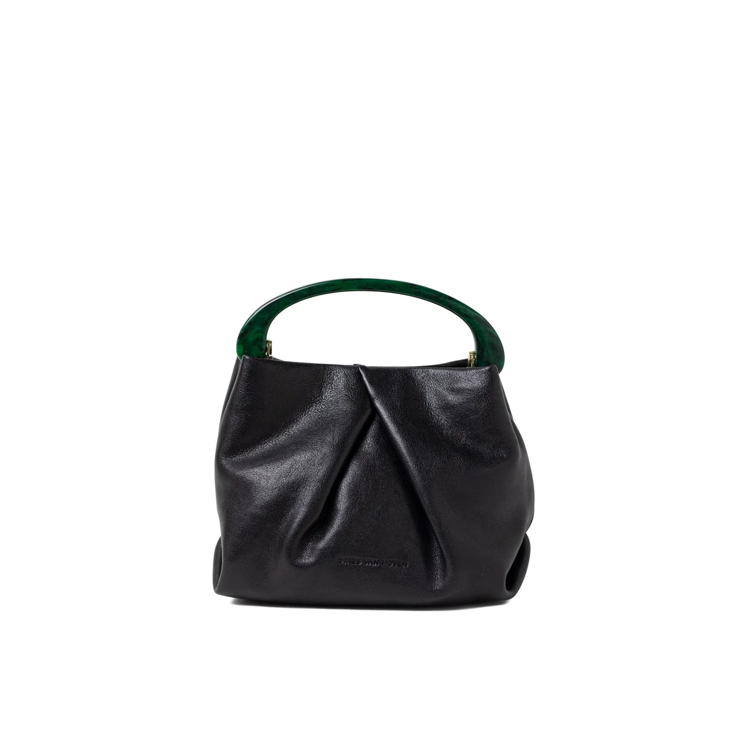 Dries Van Noten BW261-CRISP709-116 SMALL PLEATED LEATHER BAG, Black