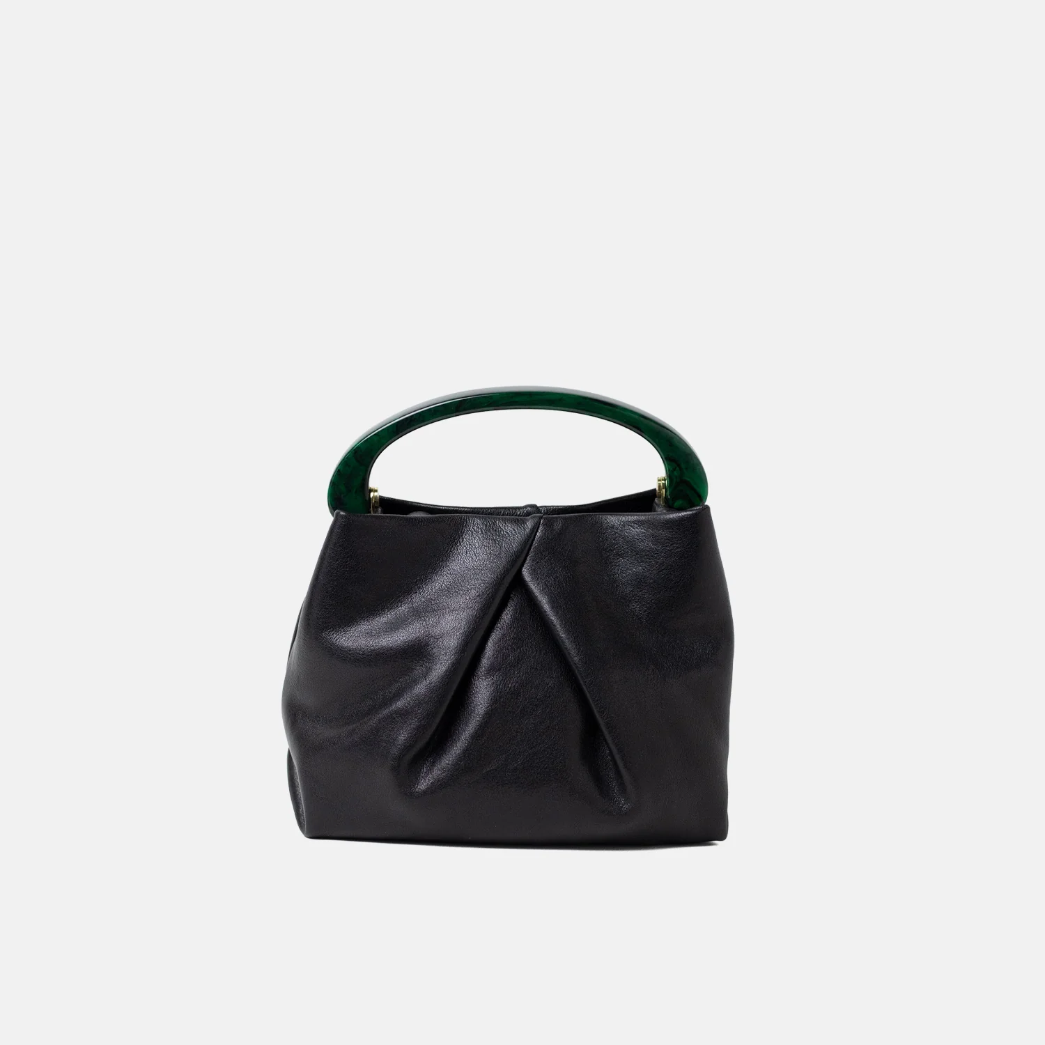 Dries Van Noten BW261-CRISP709-116 SMALL PLEATED LEATHER BAG, Black - Image 2