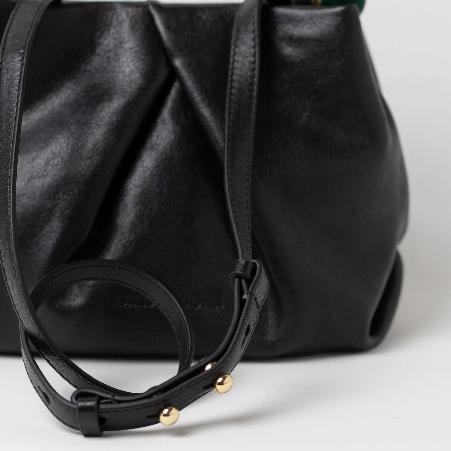 Dries Van Noten BW261-CRISP709-116 SMALL PLEATED LEATHER BAG, Black - Image 3