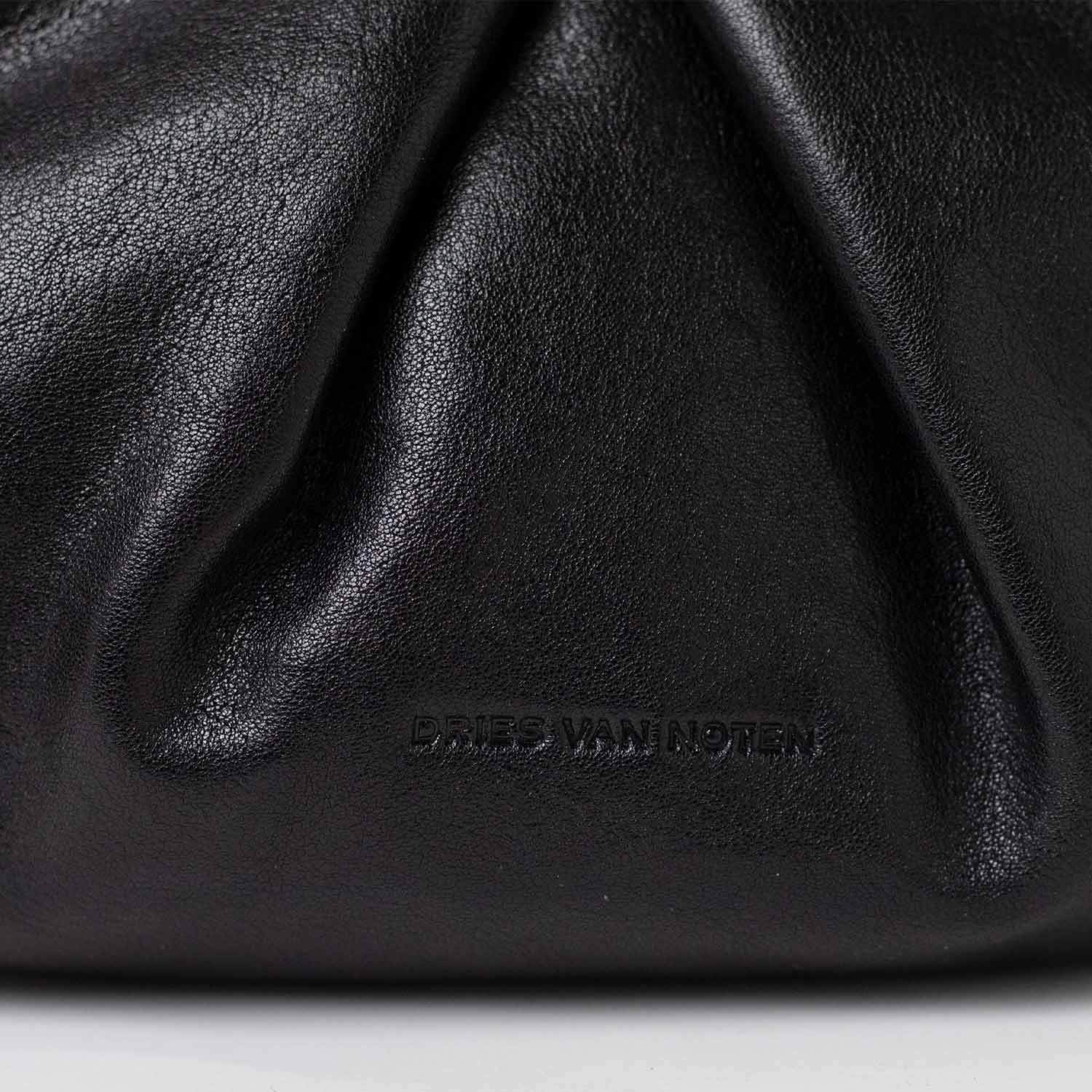 Dries Van Noten BW261-CRISP709-116 SMALL PLEATED LEATHER BAG, Black - Image 5