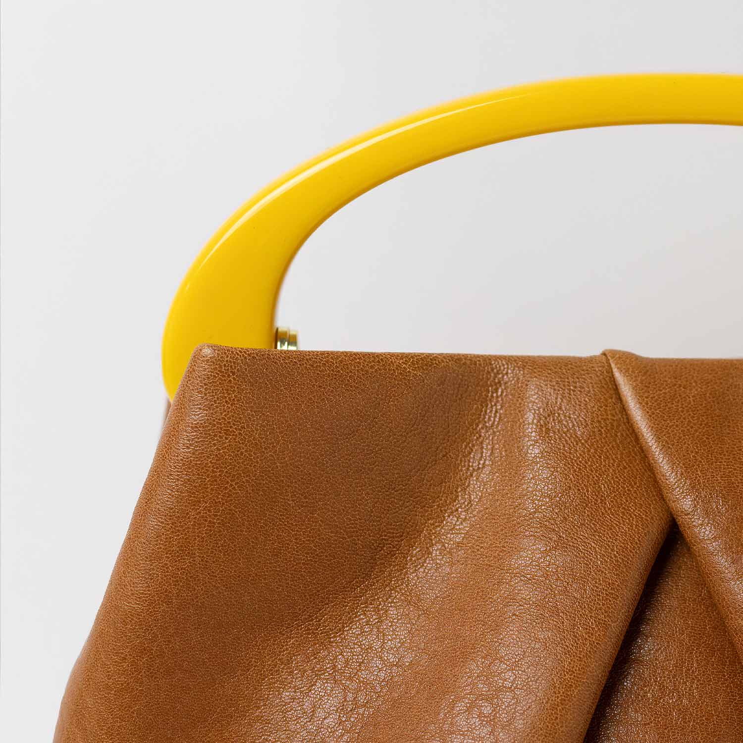 Dries Van Noten BW261-CRISP709-116 SMALL PLEATED LEATHER BAG, Tan - Image 3