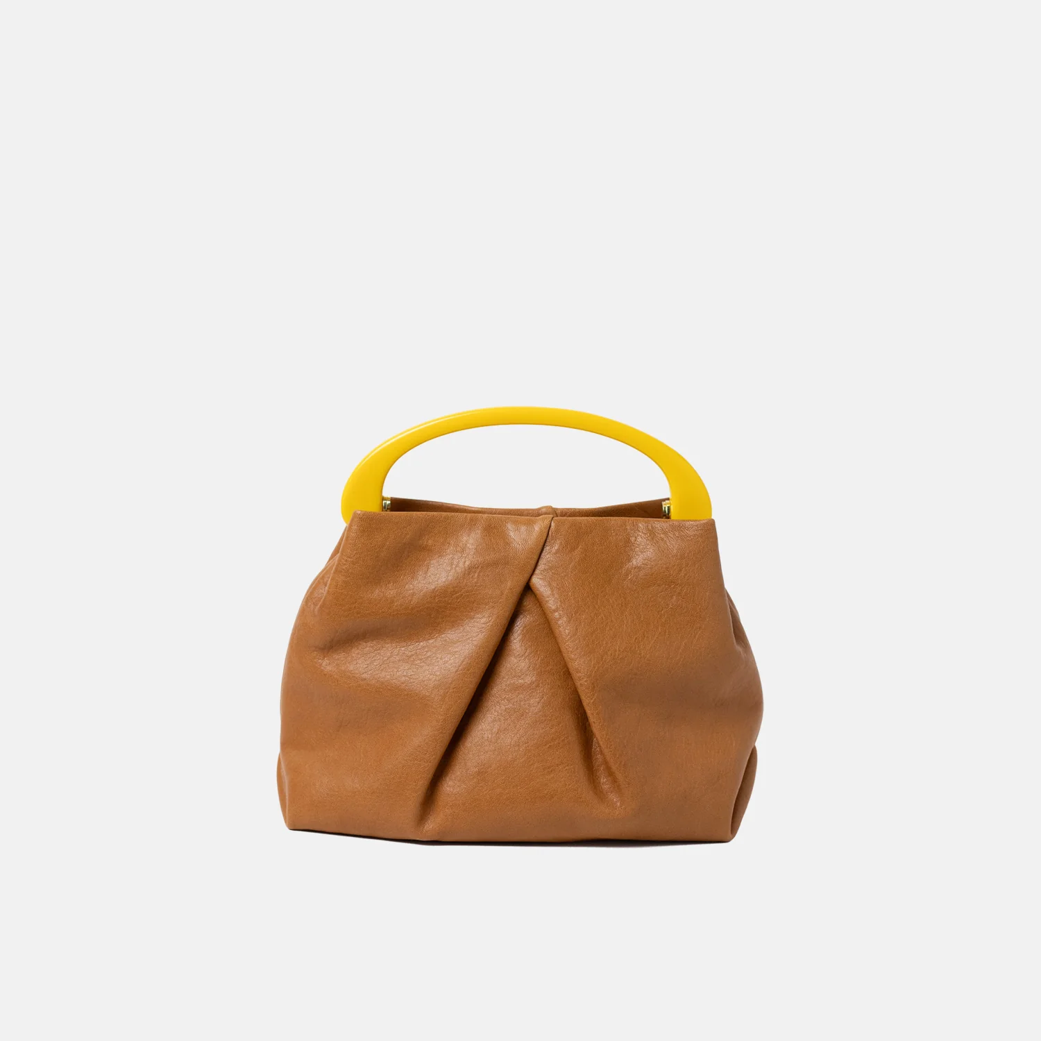 Dries Van Noten BW261-CRISP709-116 SMALL PLEATED LEATHER BAG, Tan - Image 5
