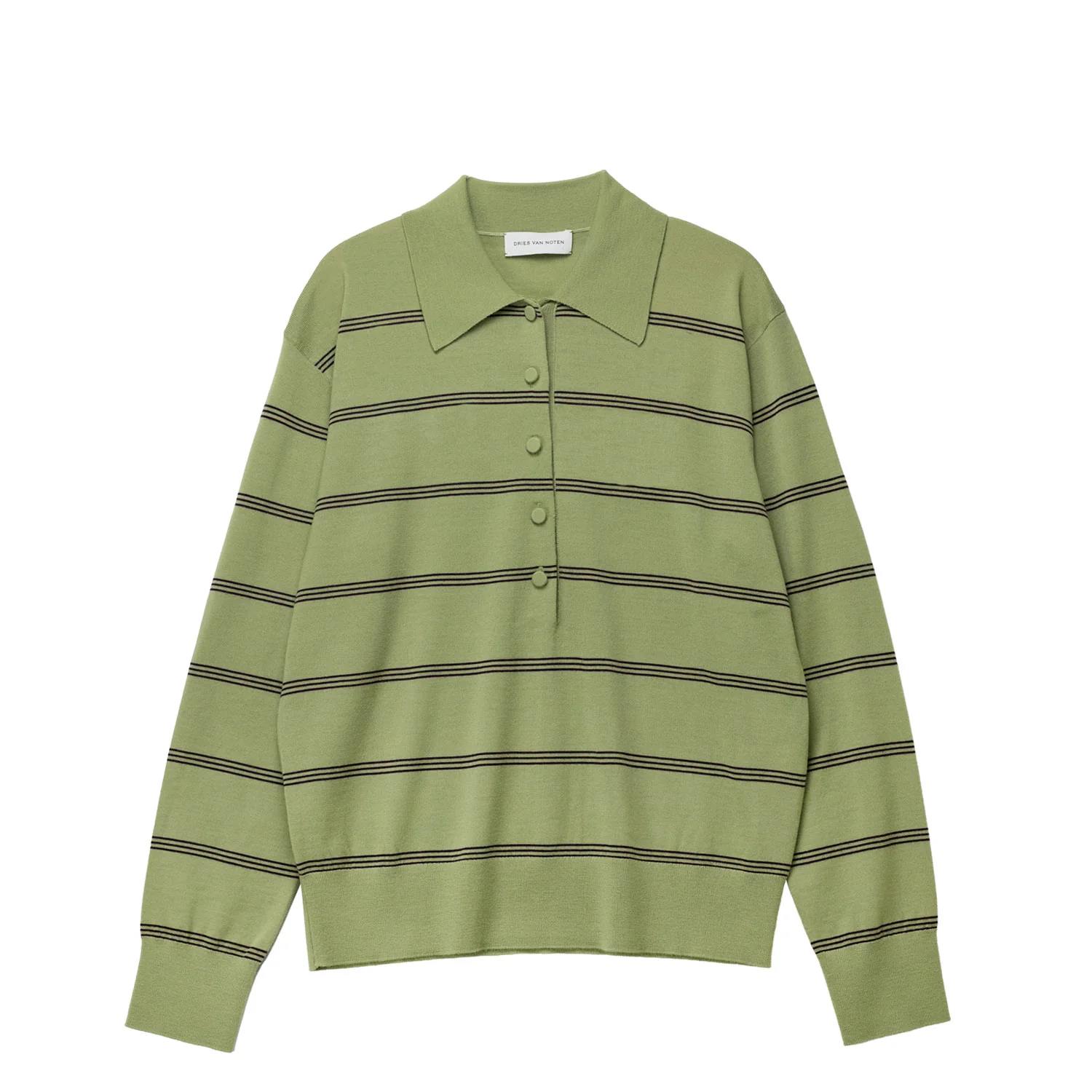 Dries Van Noten TUNO STRIPE SWEATER, Olive