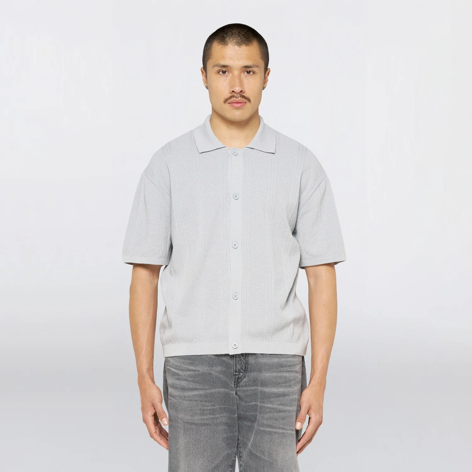 Edwin LUIS BUTTONED POLO, Grey - Image 3
