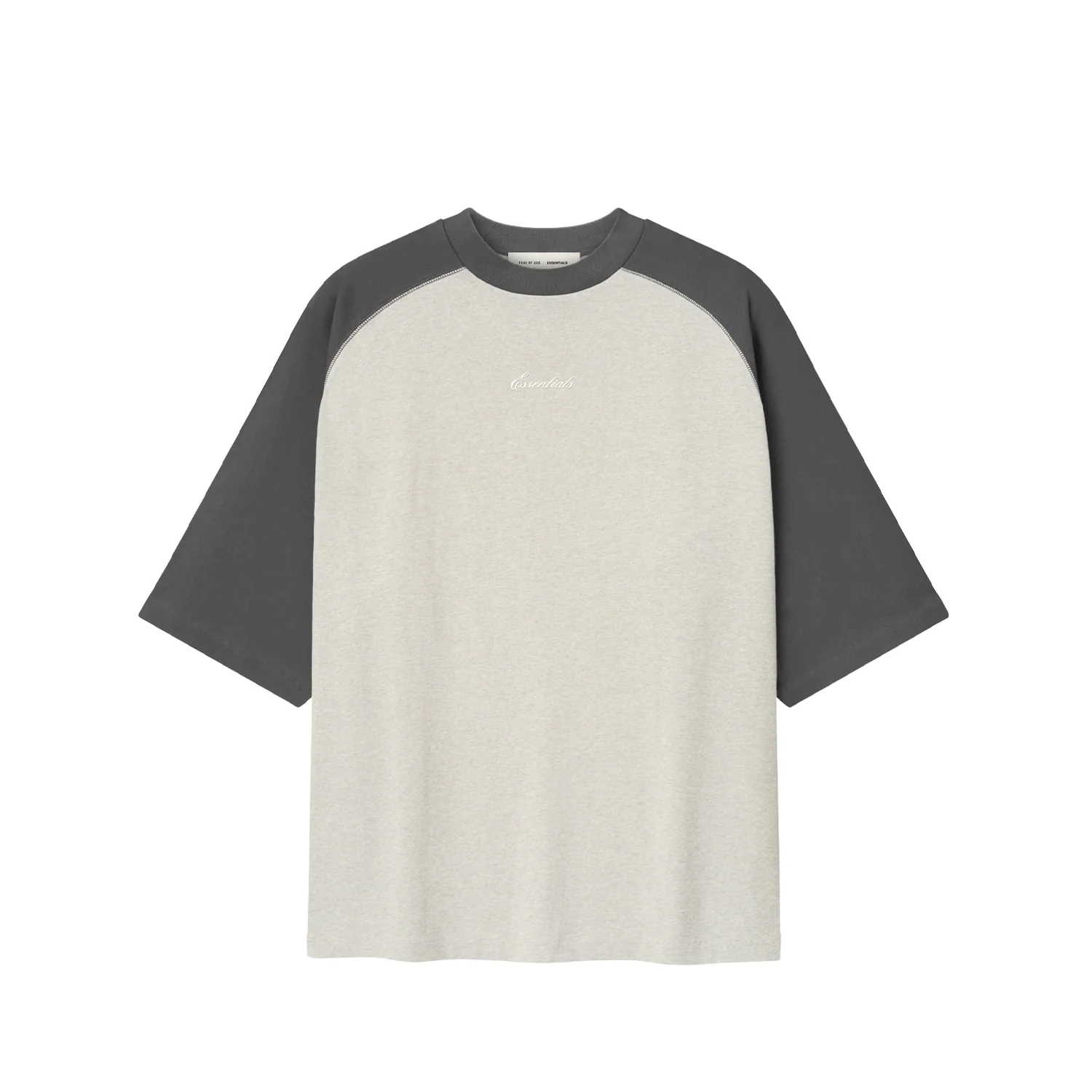 Fear of God ESSENTIALS SIGNATURE BASEBALL TEE, Heather Stone/Iron Grey