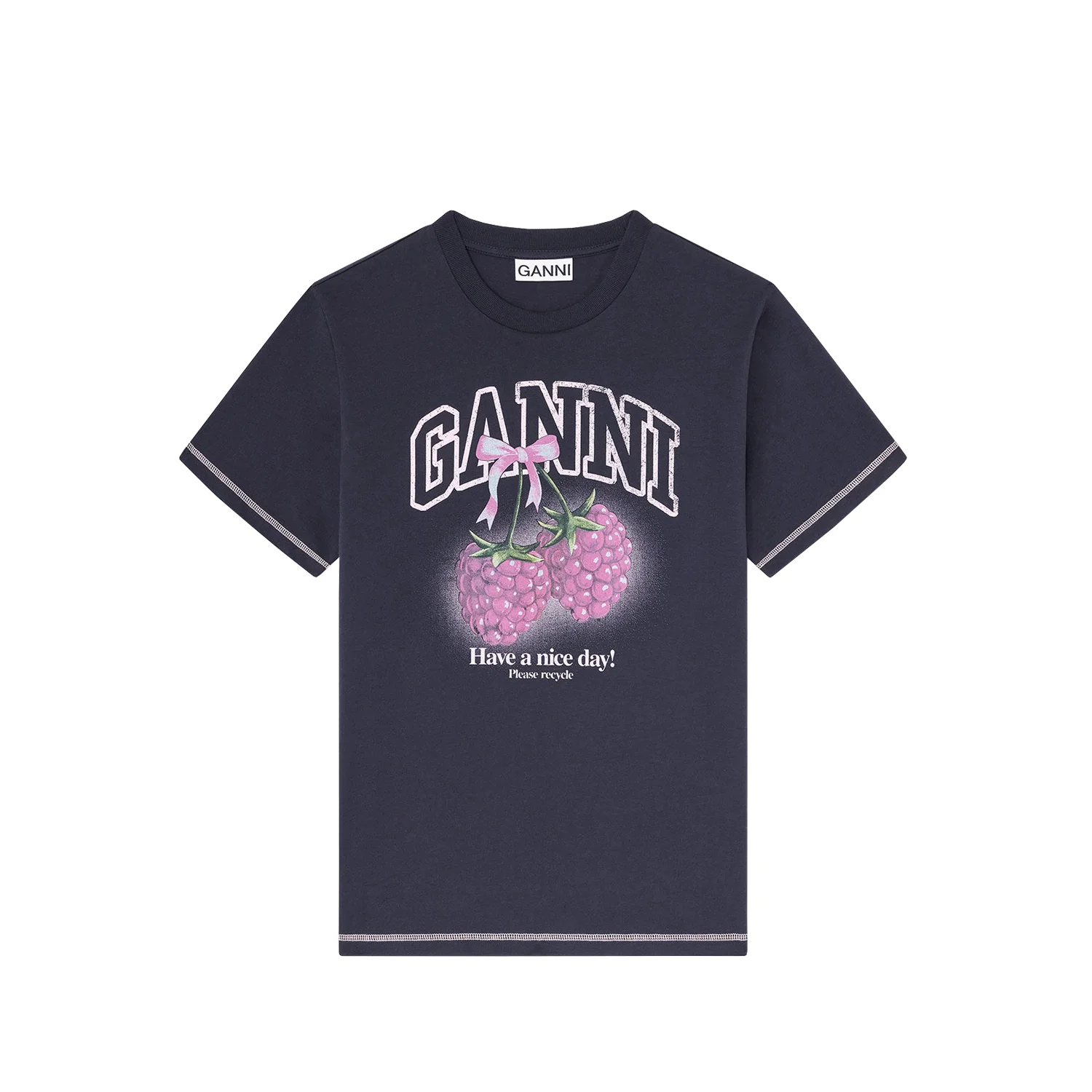 Ganni BC RASPBERRY PRINT T-SHIRT, Phantom