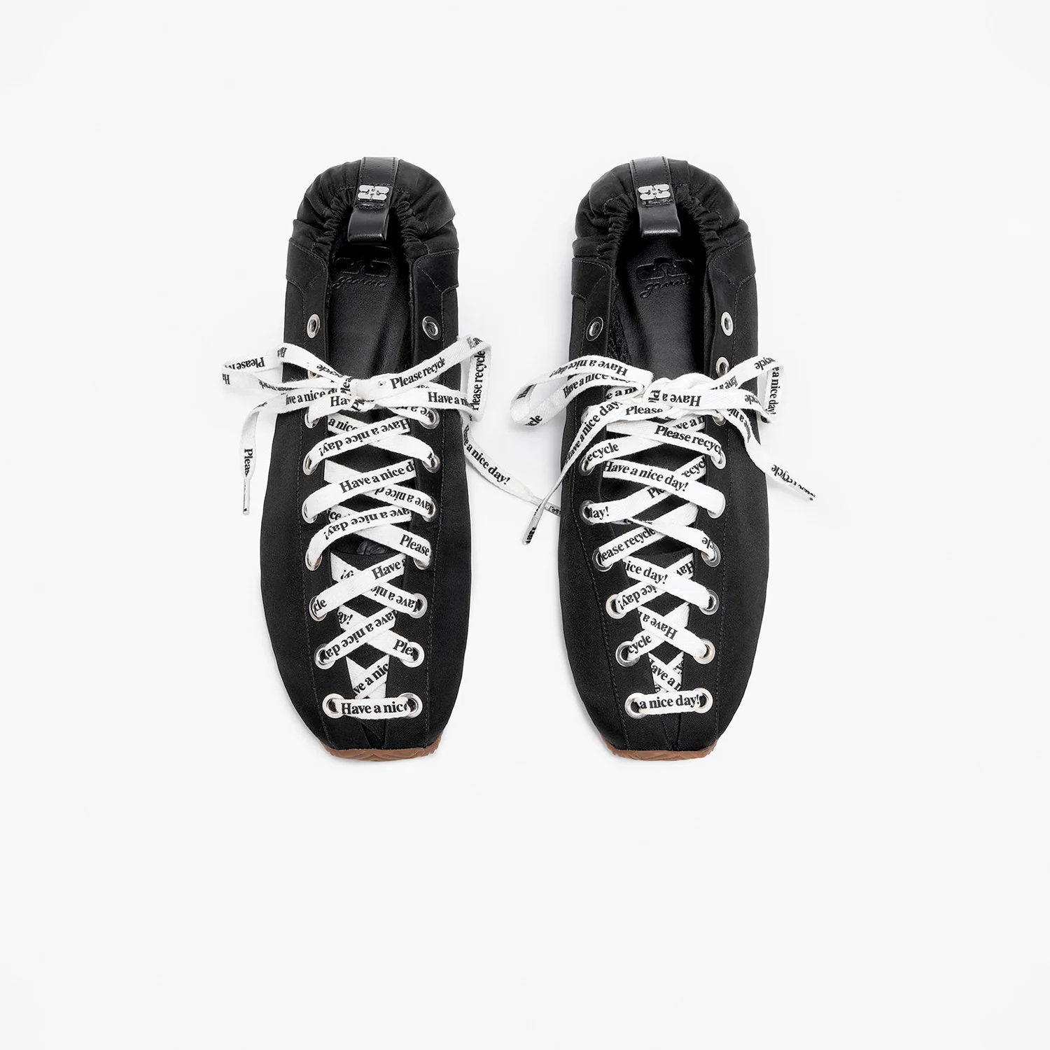 Ganni LACE UP SPORTY BALLERINA, Jet Black - Image 3