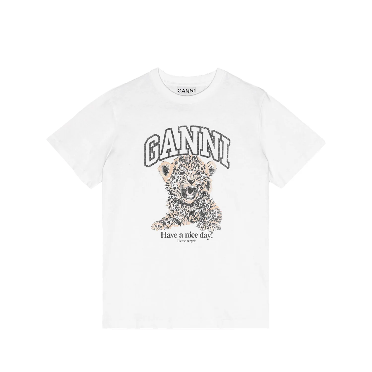 T4124 LEOPARD RELAXED T-SHIRT, White