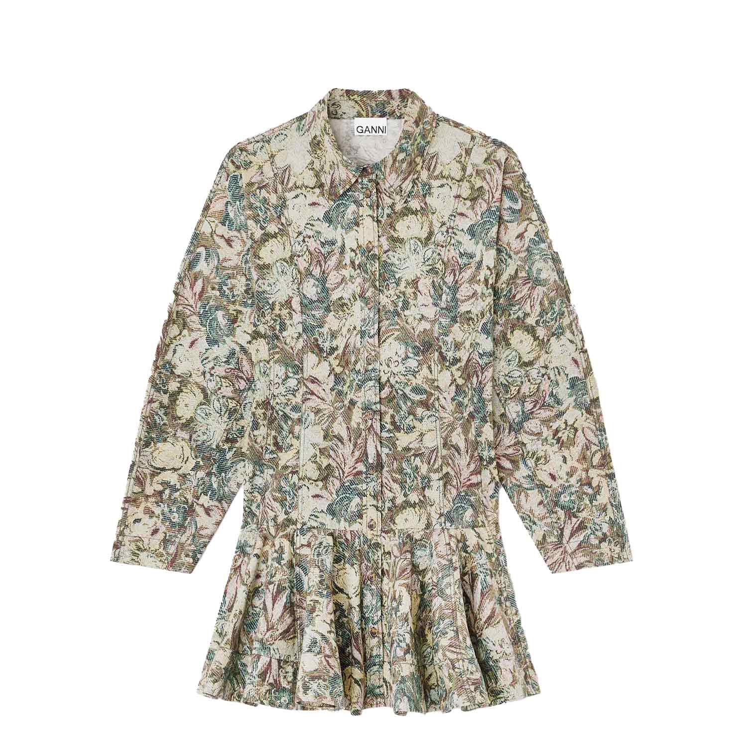 Ganni W1096 BUTTONED MINI DRESS, Jadette