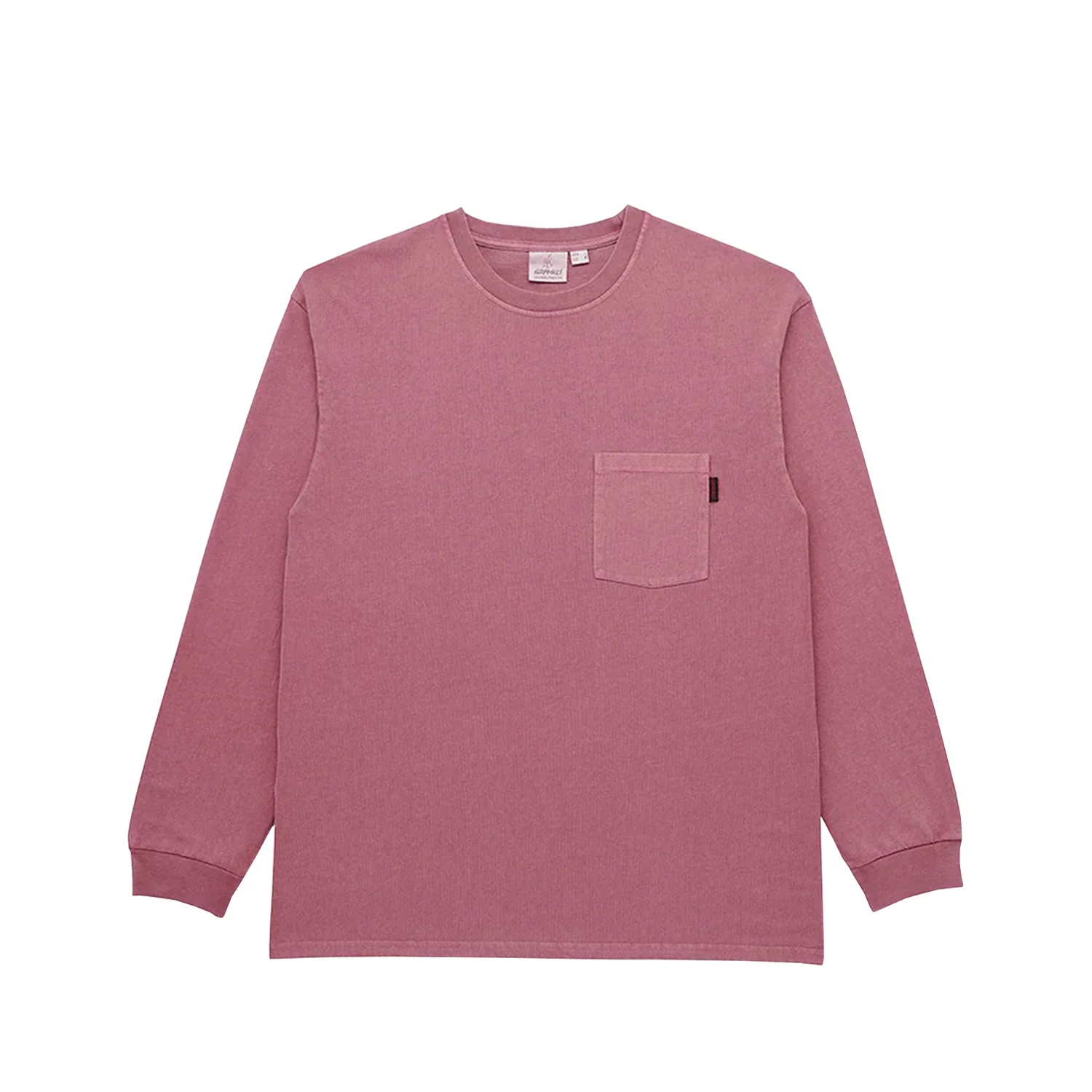 Gramicci L/S POCKET TEE PIGMENT DYED, Red Pigment