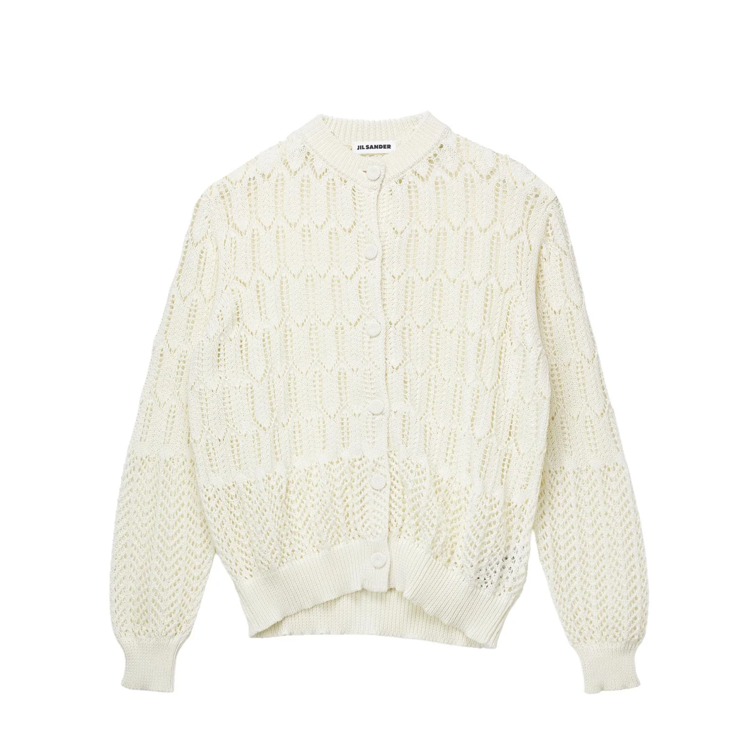 Jil Sander CREWNECK L/S CARDIGAN, Eggshell