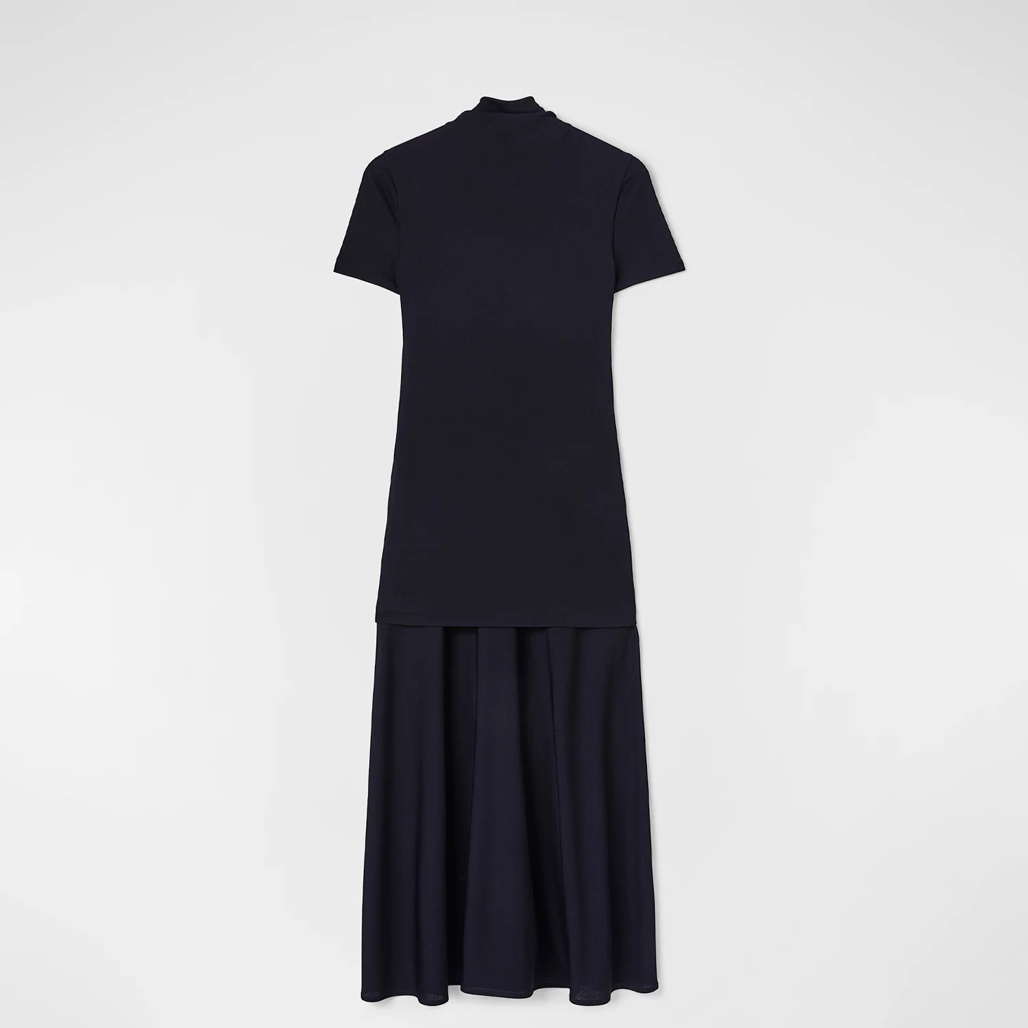 FLUID VISCOSE HIGH-NECK DRESS, Navy - Image 2