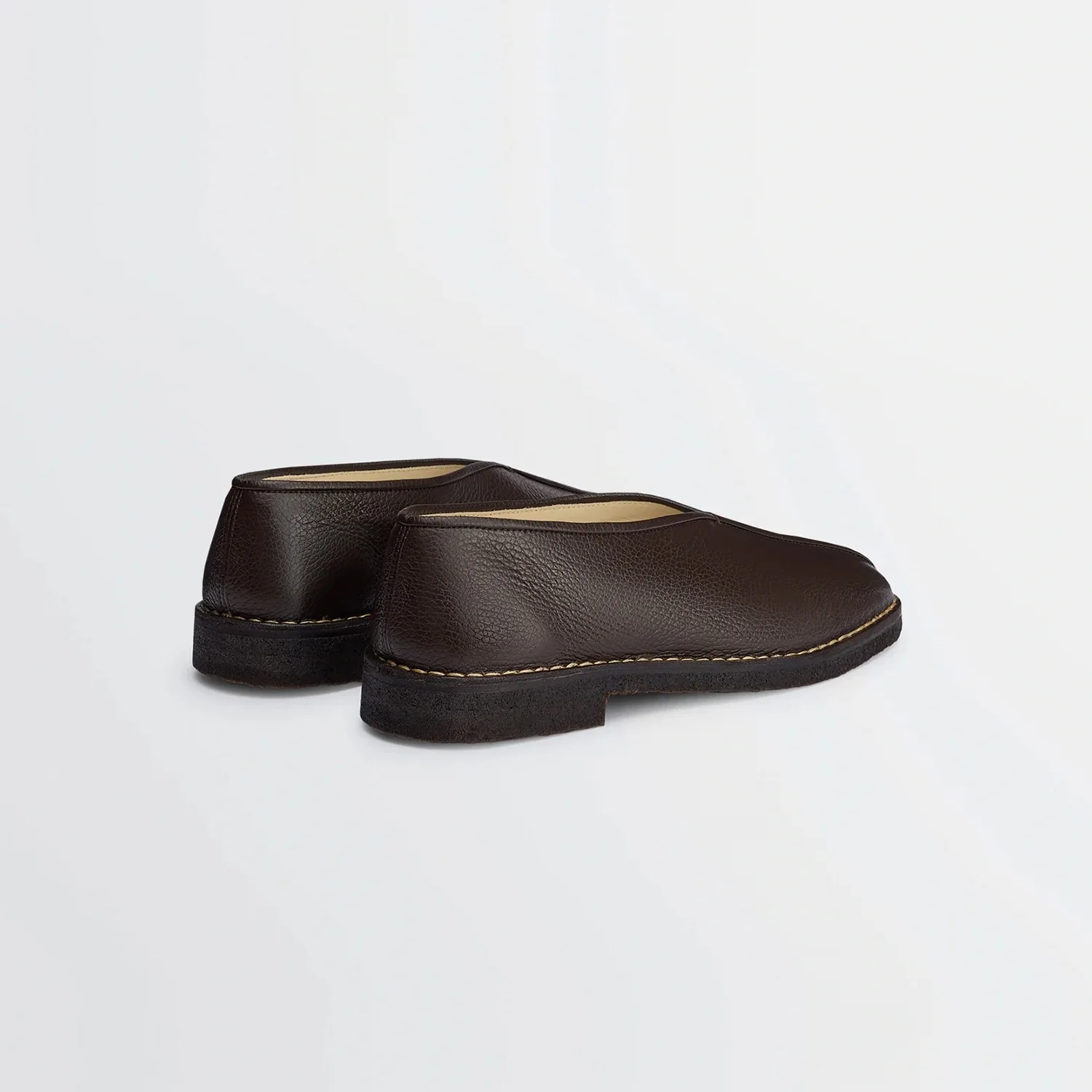 Lemaire PIPED CREPE SLIPPERS, Dark Brown - Image 3