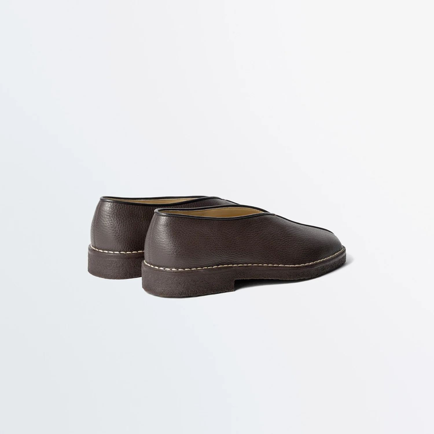 Lemaire PIPED CREPE SLIPPERS, Dark Brown - Image 3