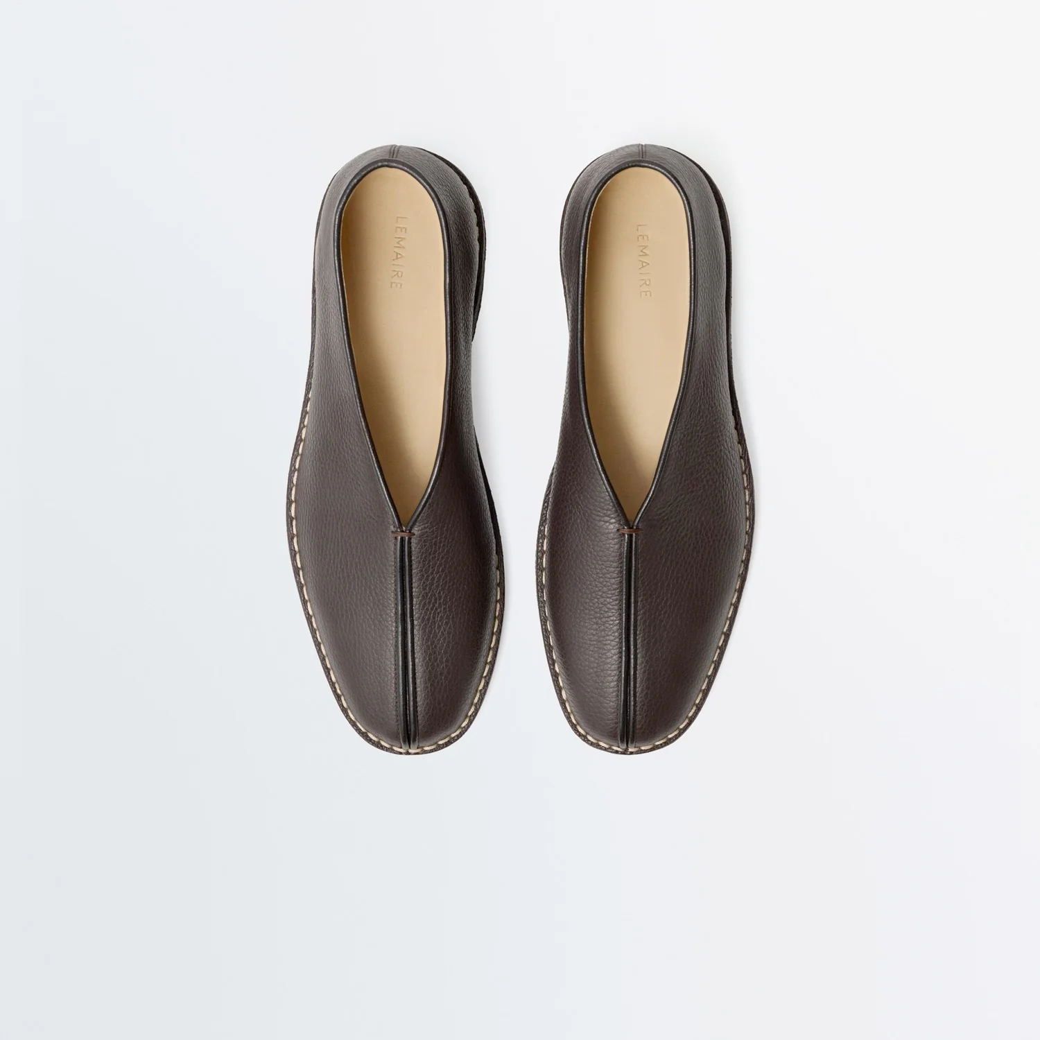 Lemaire PIPED CREPE SLIPPERS, Dark Brown - Image 4