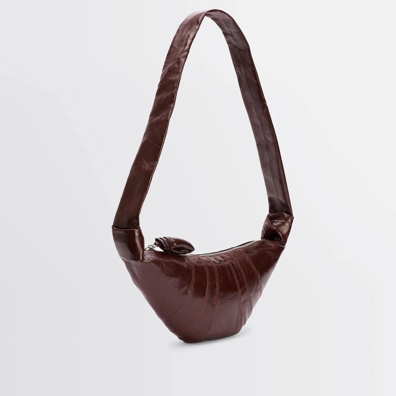 Lemaire SMALL CROISSANT COATED COTTON BAG, Chocolate Fondant - Image 3