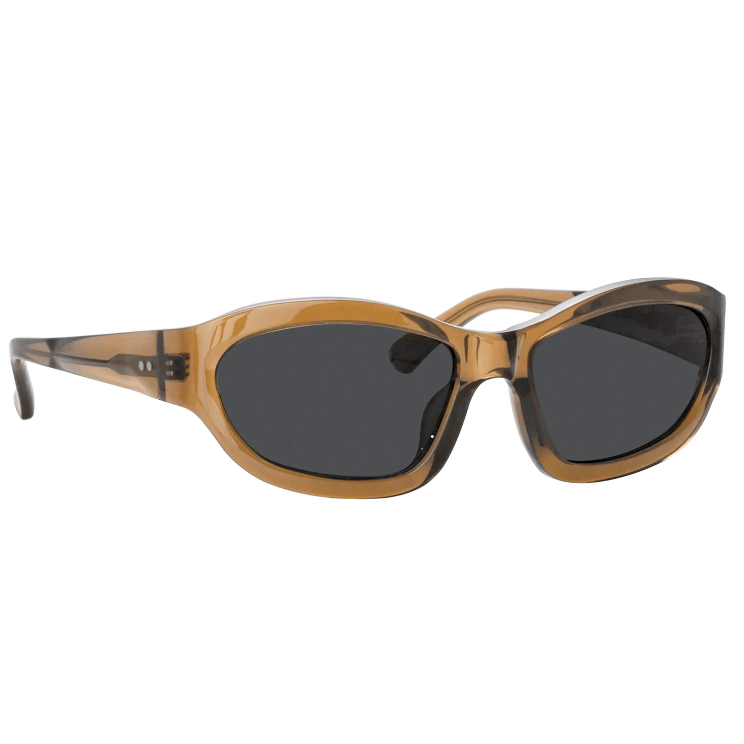 Linda Farrow X Dries Van Noten WRAP SUNGLASSES, Dark Camel - Image 3