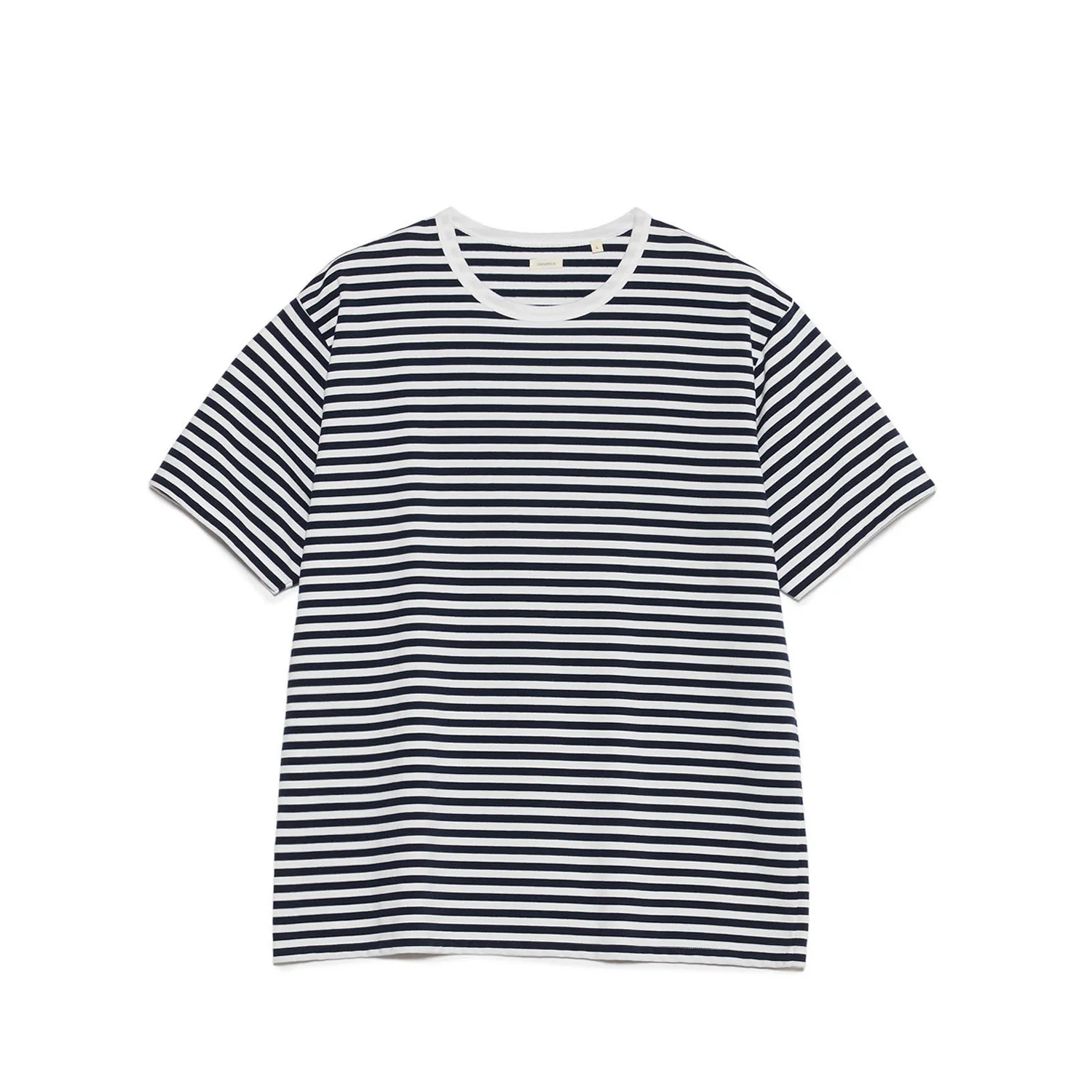 nanamica COOLMAX STRIPE JERSEY TEE, Navy/White