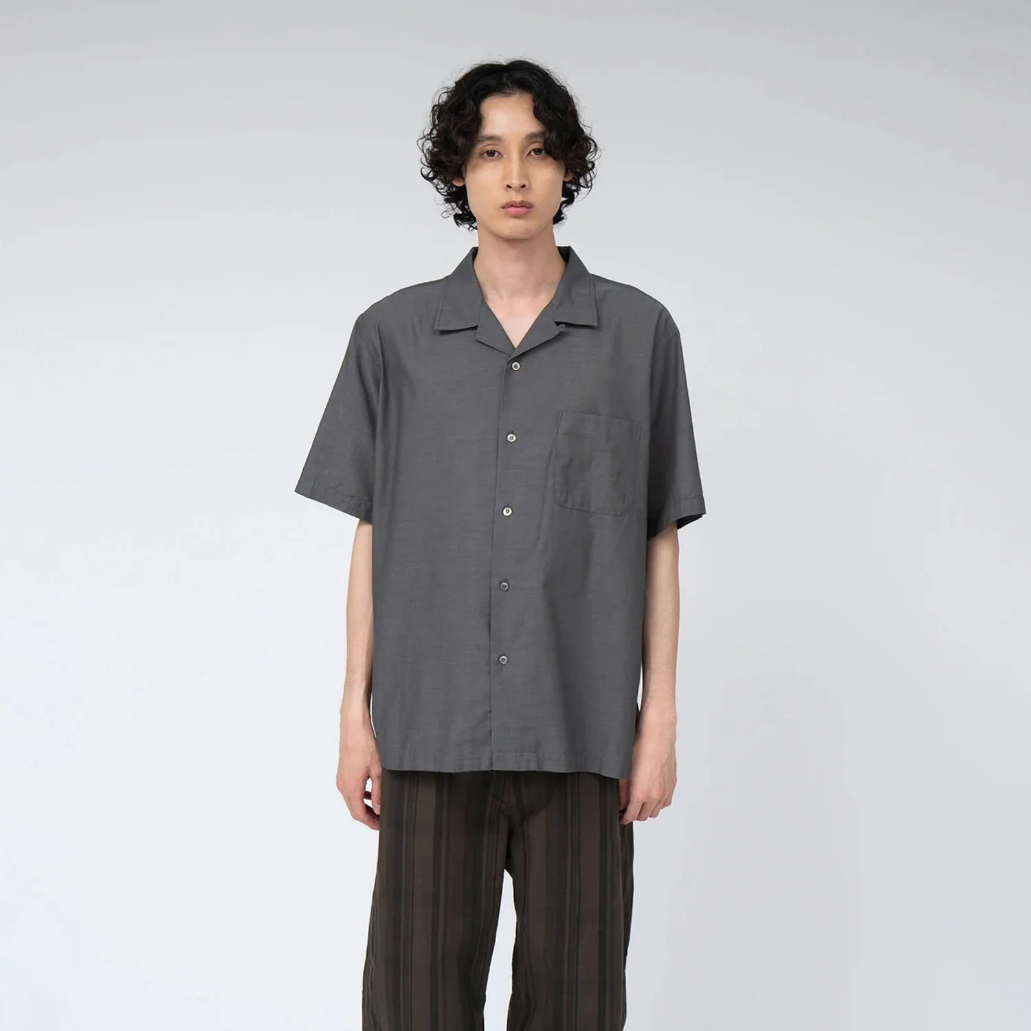nanamica OPEN COLLAR PANAMA S/S SHIRT, Gray - Image 2
