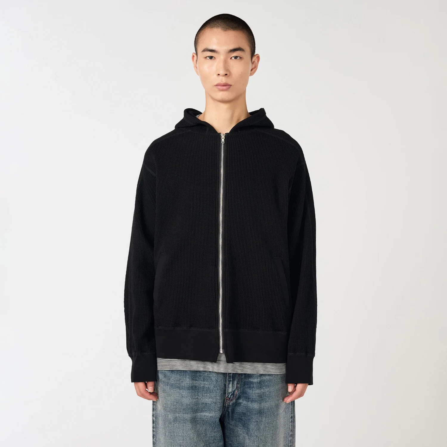 nanamica ZIP-UP THERMAL HOODIE, Black - Image 2