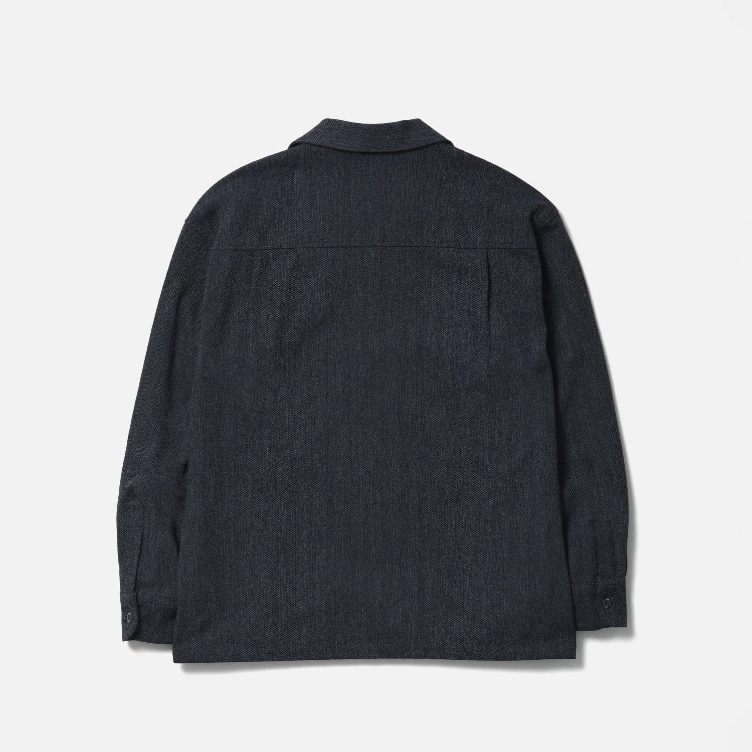 Neighborhood HERRINGBONE OPEN COLLAR SHIRT, Charcoal - Image 2