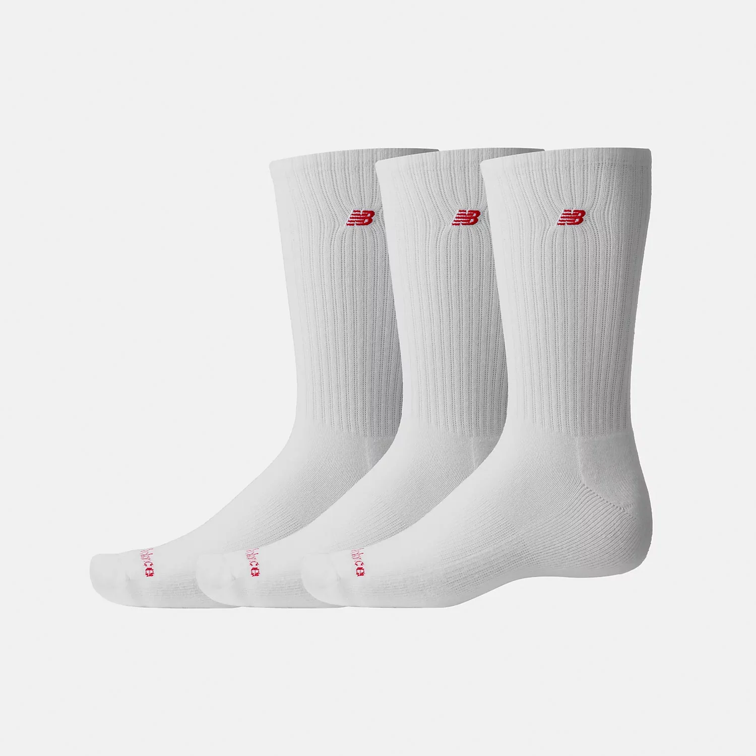 New Balance PATCH LOGO CREW SOCK 3 PACK, White - Image 3