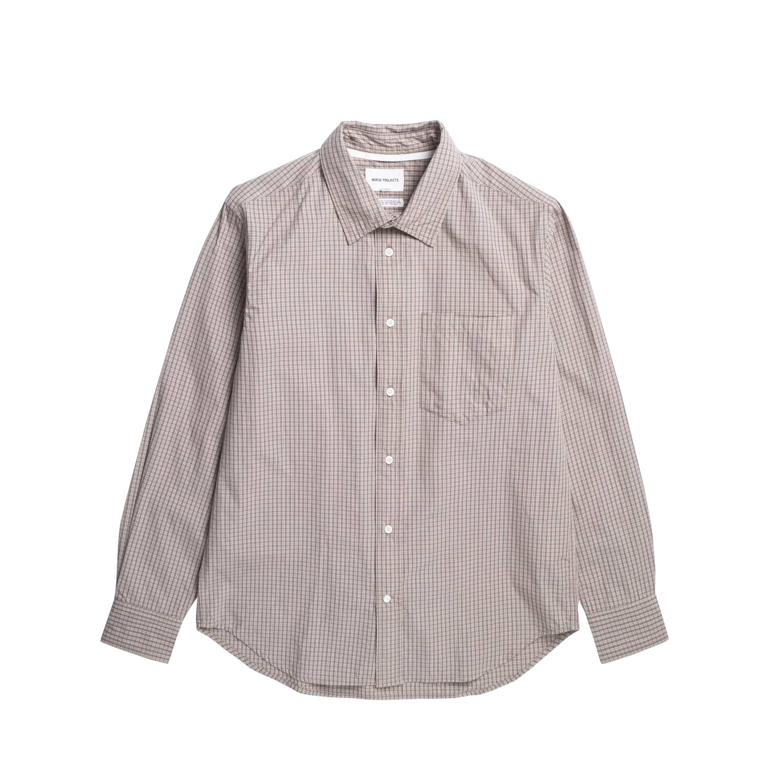 Norse Projects OLE OVERSIZED POPLIN CHECK SHIRT, Walnut