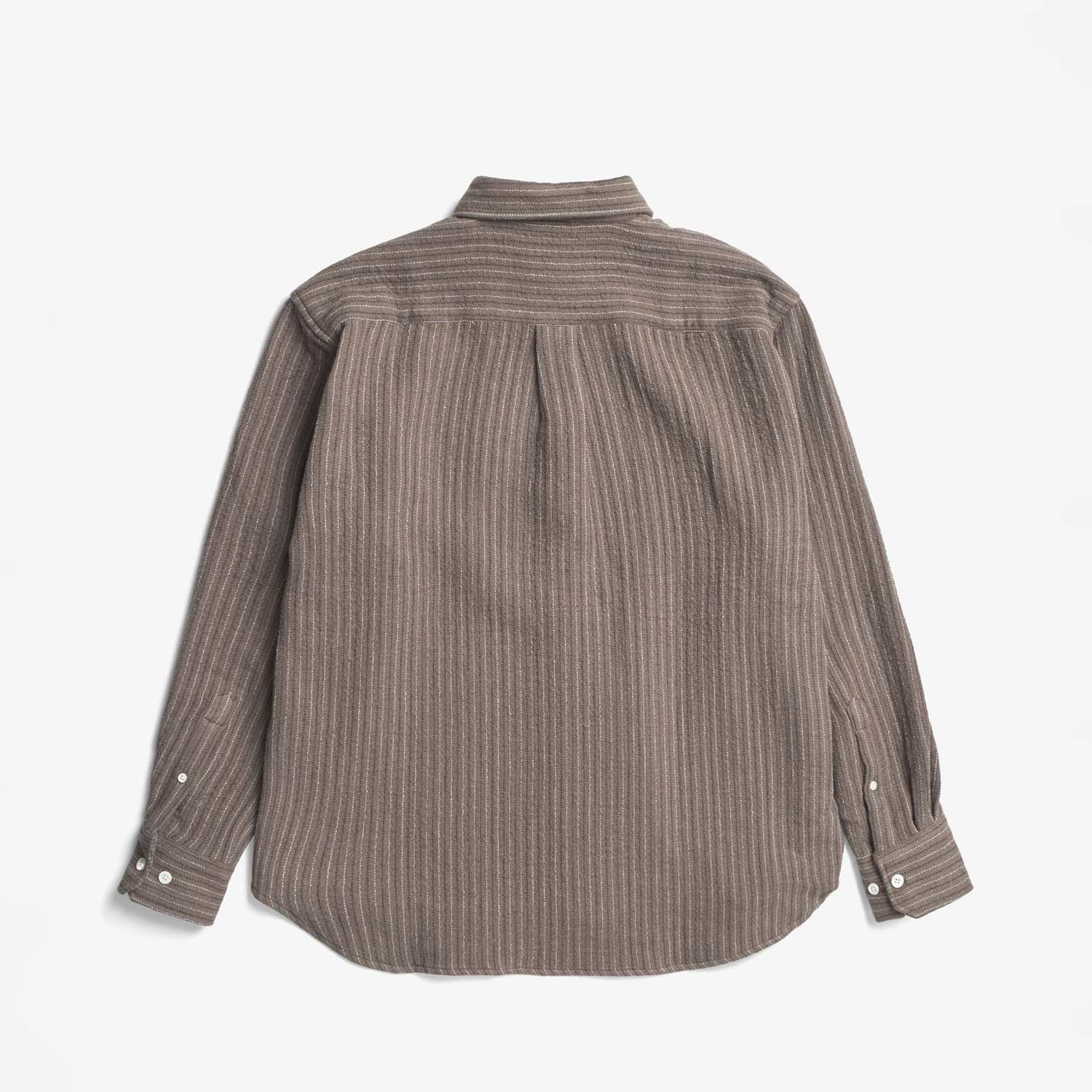 Norse Projects OLE OVERSIZED WOOL STRIPE SHIRT, Seal Brown - Image 2