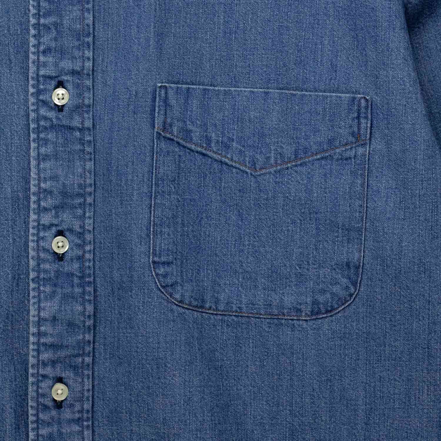 orSlow DENIM STANDARD BUTTON DOWN SHIRT, Used Denim - Image 5