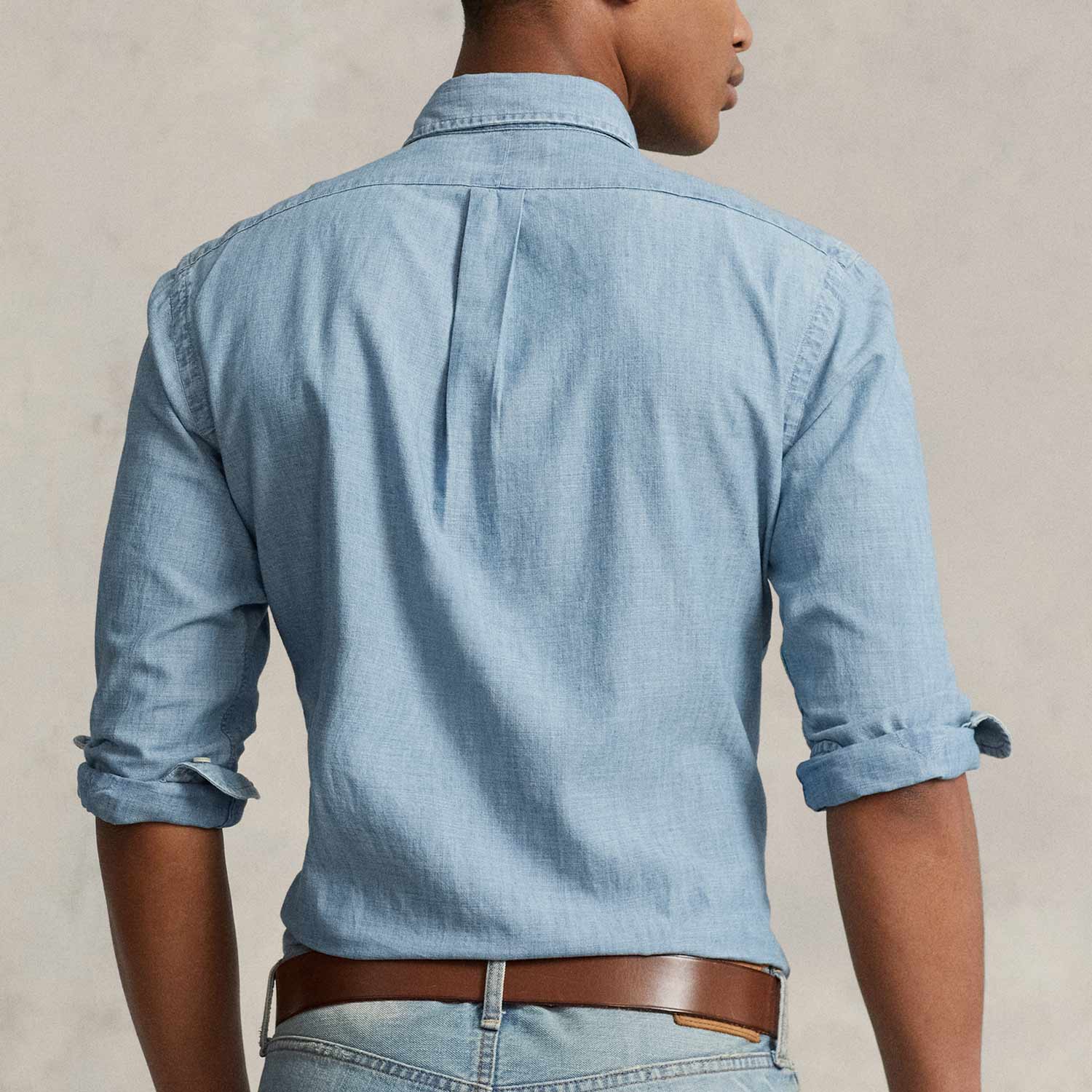 POLO Ralph Lauren CUSTOM FIT CHAMBRAY SHIRT, Chambray - Image 4