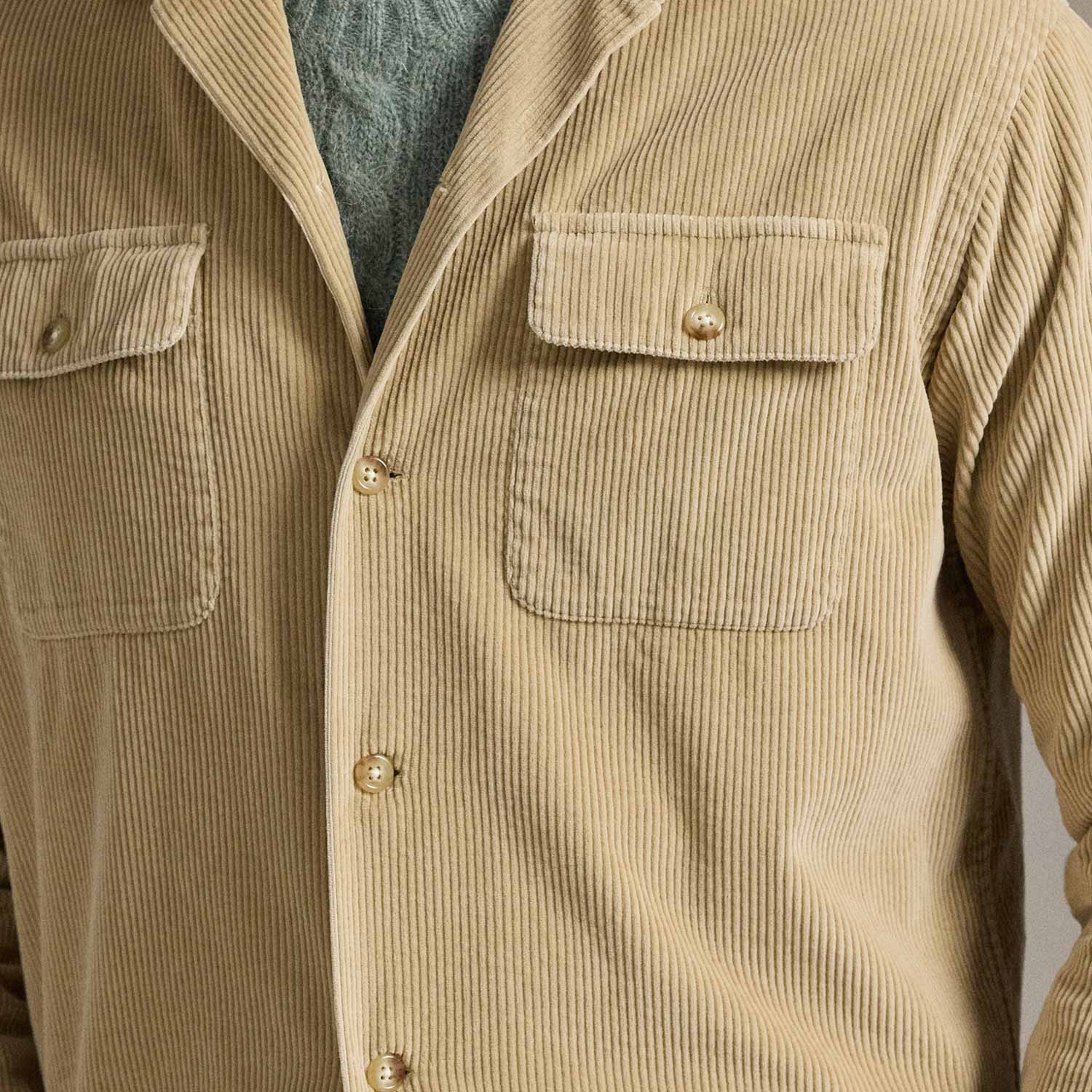 CORD LONGLSLEEVE SPORT SHIRT, Beige - Image 3