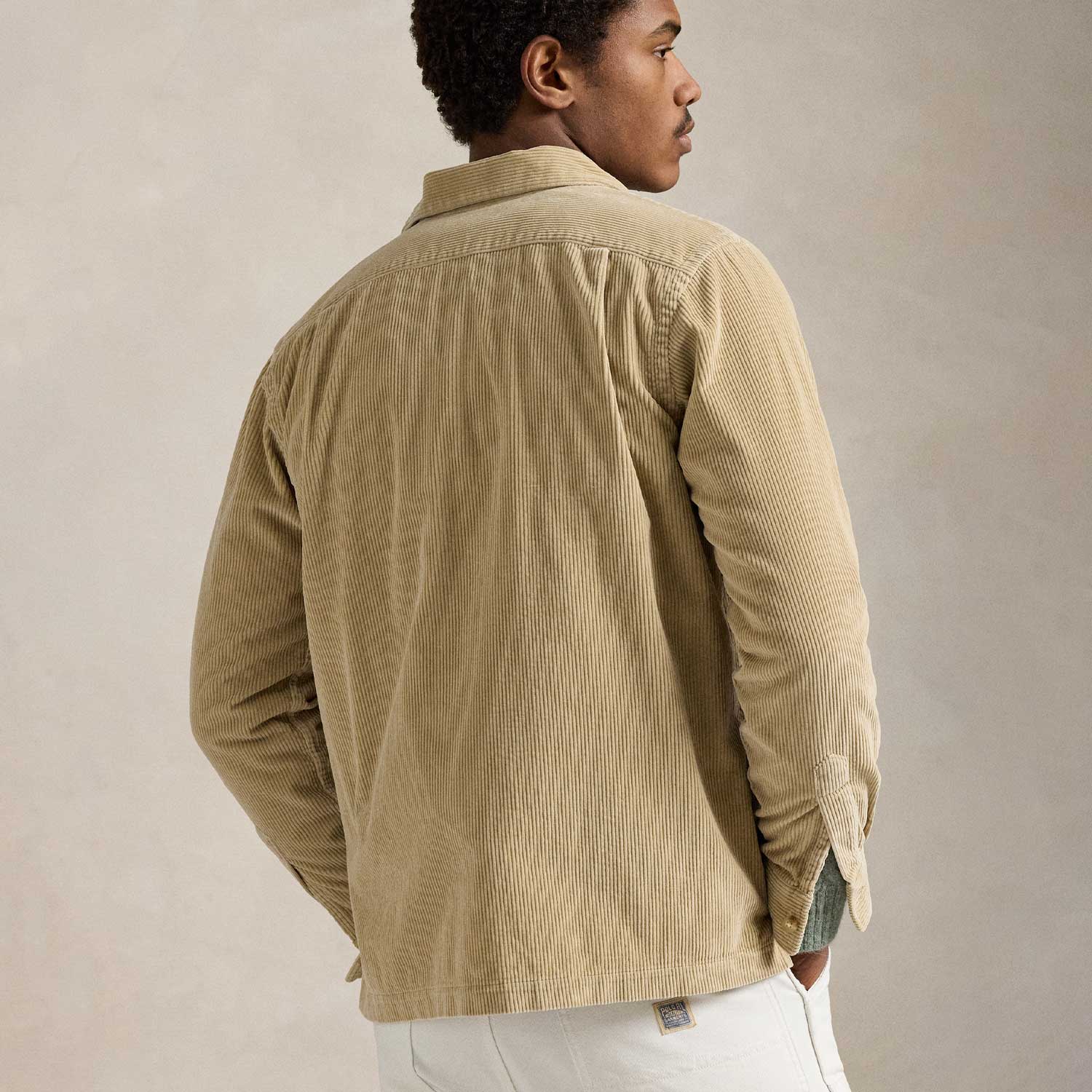 CORD LONGLSLEEVE SPORT SHIRT, Beige - Image 4