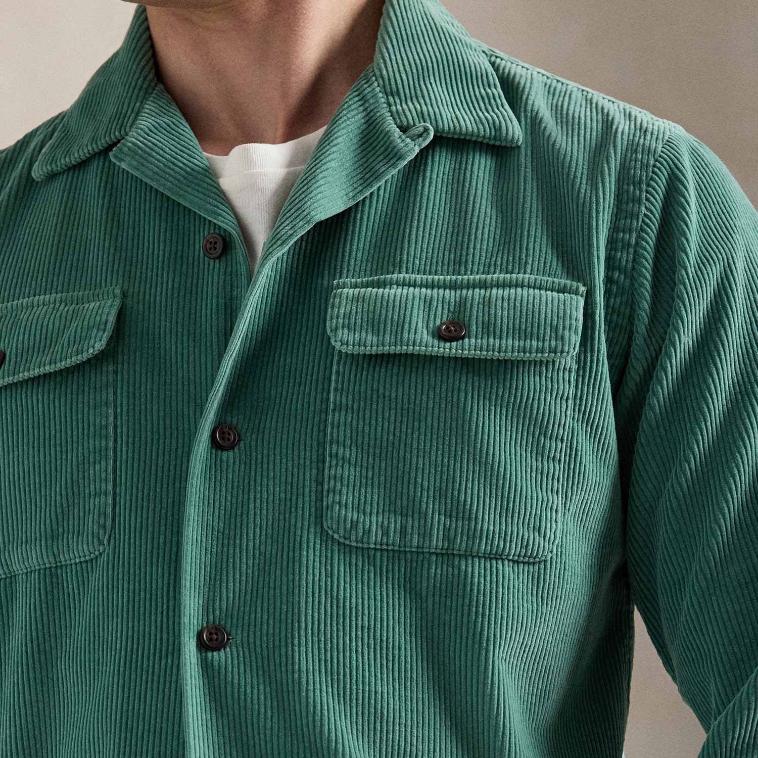 CORD LONGLSLEEVE SPORT SHIRT, Green - Image 4
