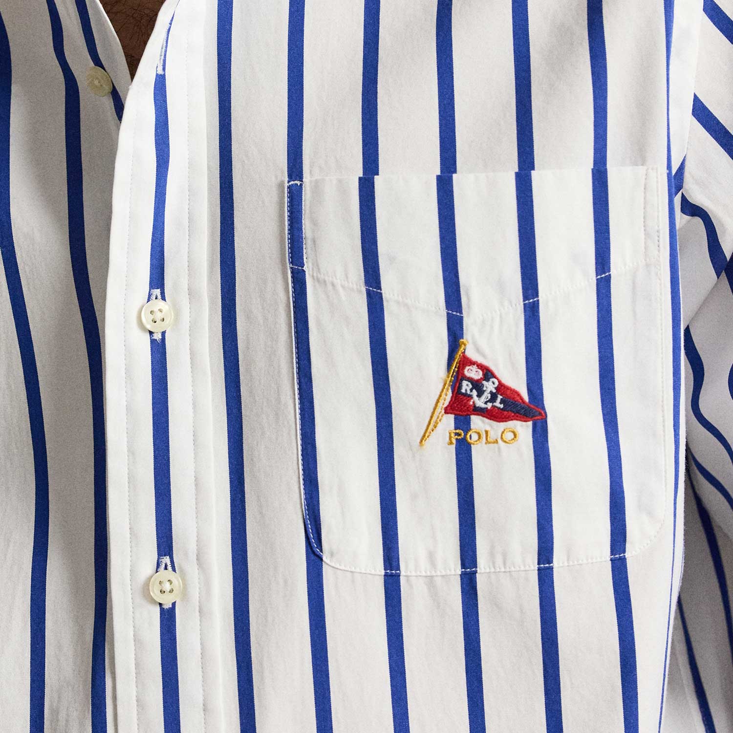 Polo Ralph Lauren OVERSIZED STRIPED SHIRT, White/Blue - Image 3