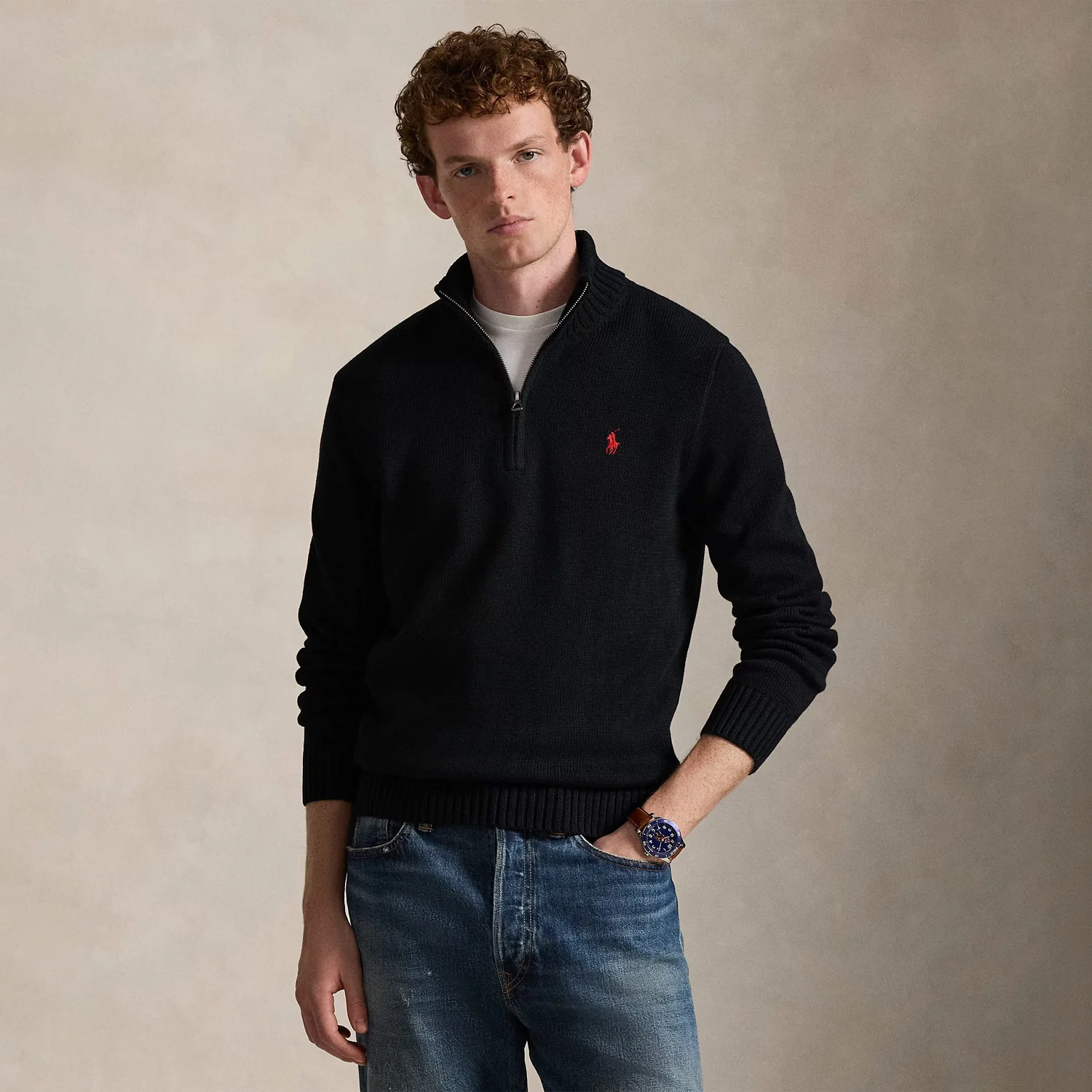 Polo Ralph Lauren QUARTER ZIP KNIT SWEATER, Black - Image 2