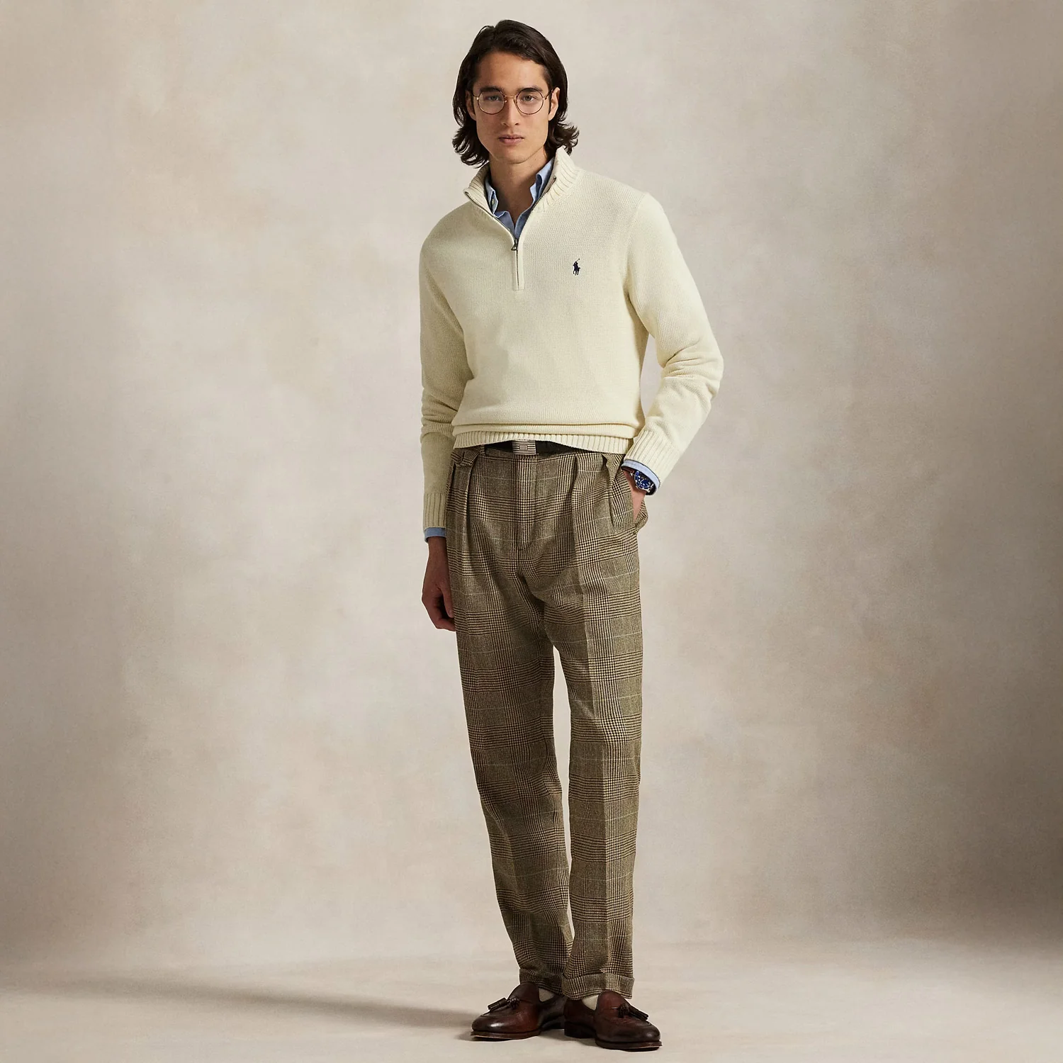 Polo Ralph Lauren QUARTER ZIP KNIT SWEATER, Andover Cream - Image 2