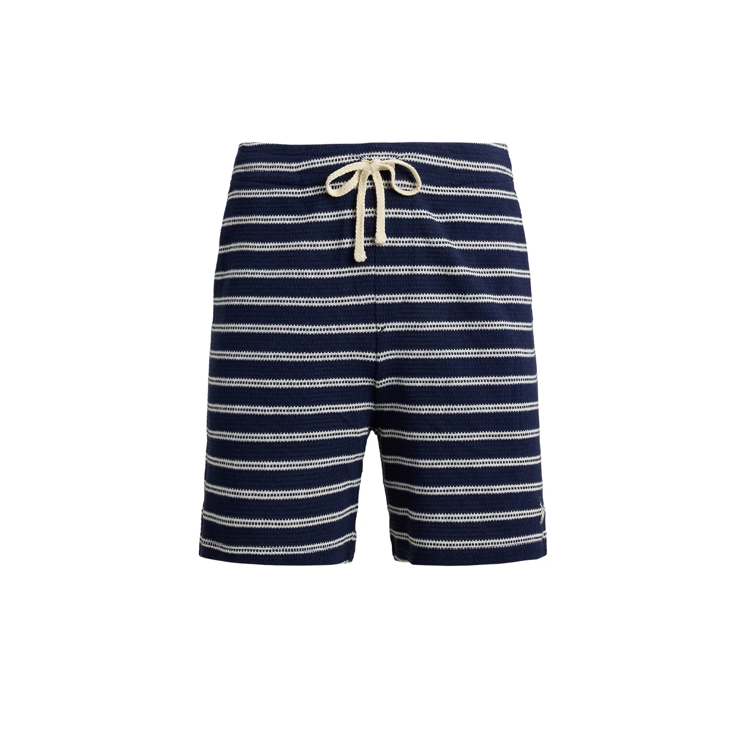 Polo Ralph Lauren STRIPED POINTELLE-JERSEY SHORTS, Newport Navy/Pale Cream