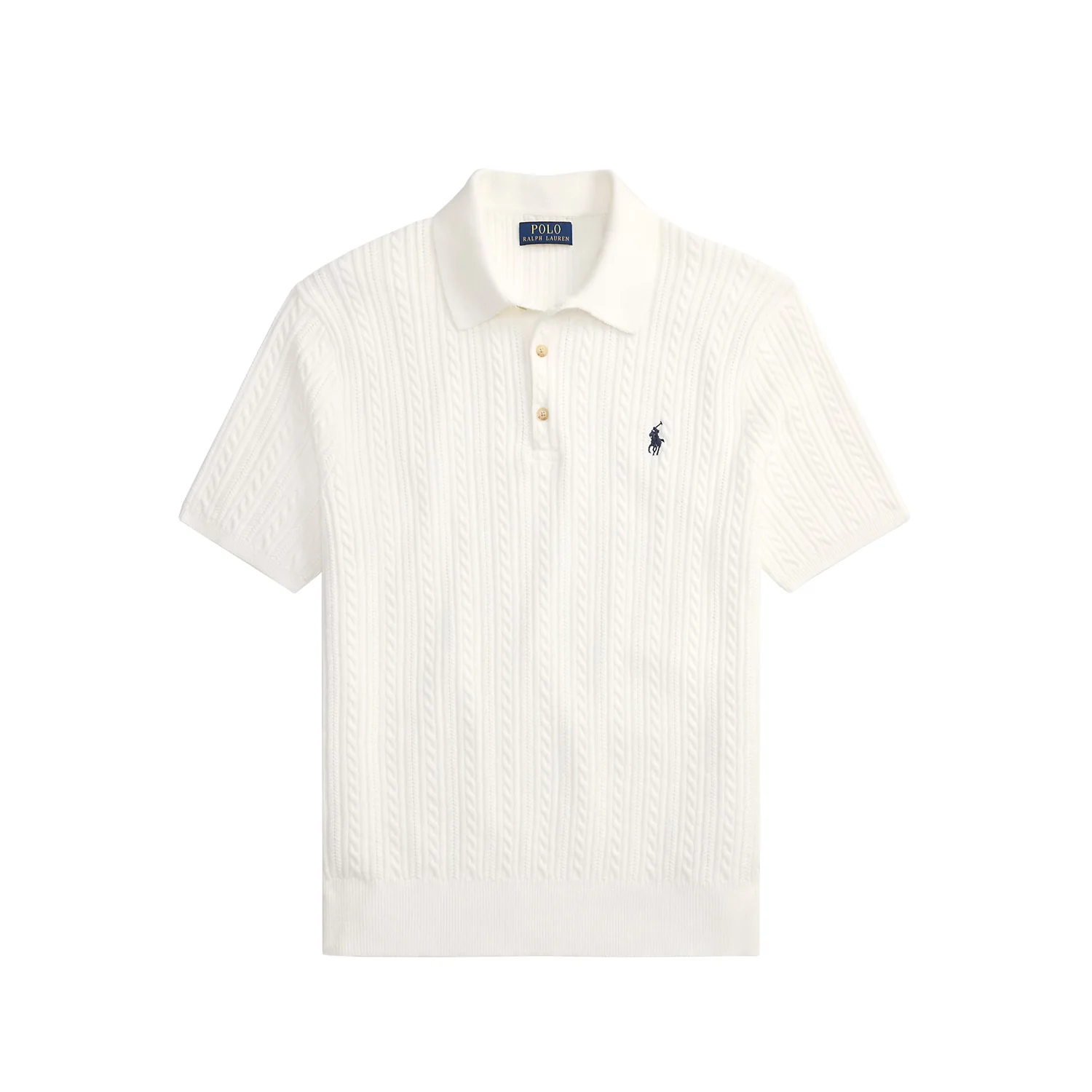 Polo Ralph Lauren CABLE-KNIT POLO JUMPER S/S, White