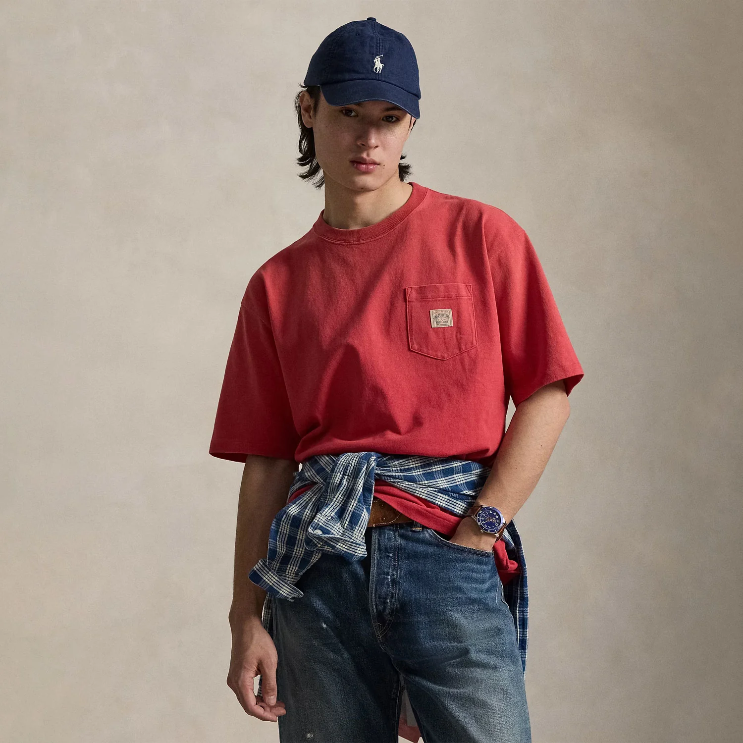Polo Ralph Lauren RELAXED FIT HEAVYWEIGHT JERSEY T-SHIRT, Red - Image 2