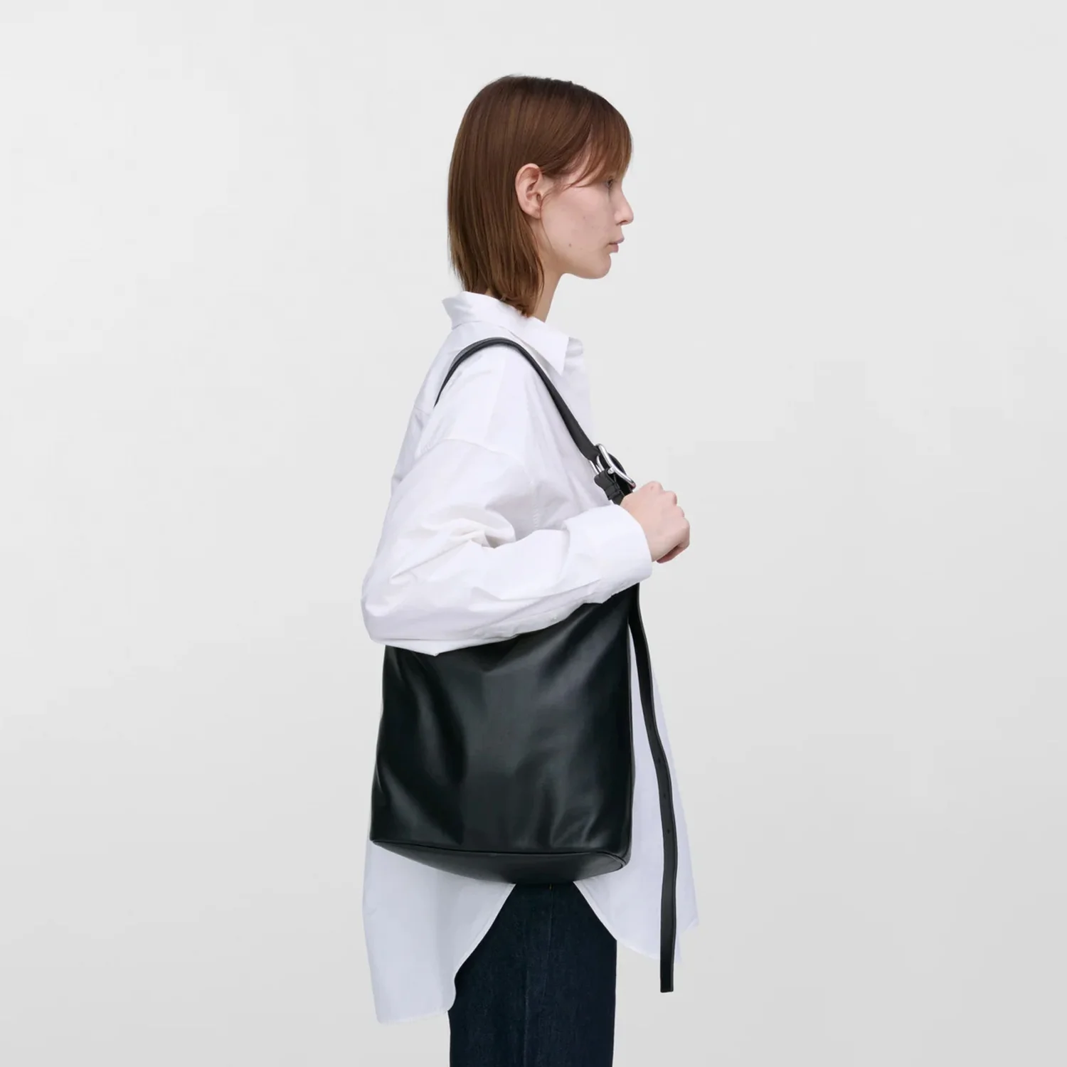 Sandqvist LEATHER SHOPPER BAG, Black - Image 4