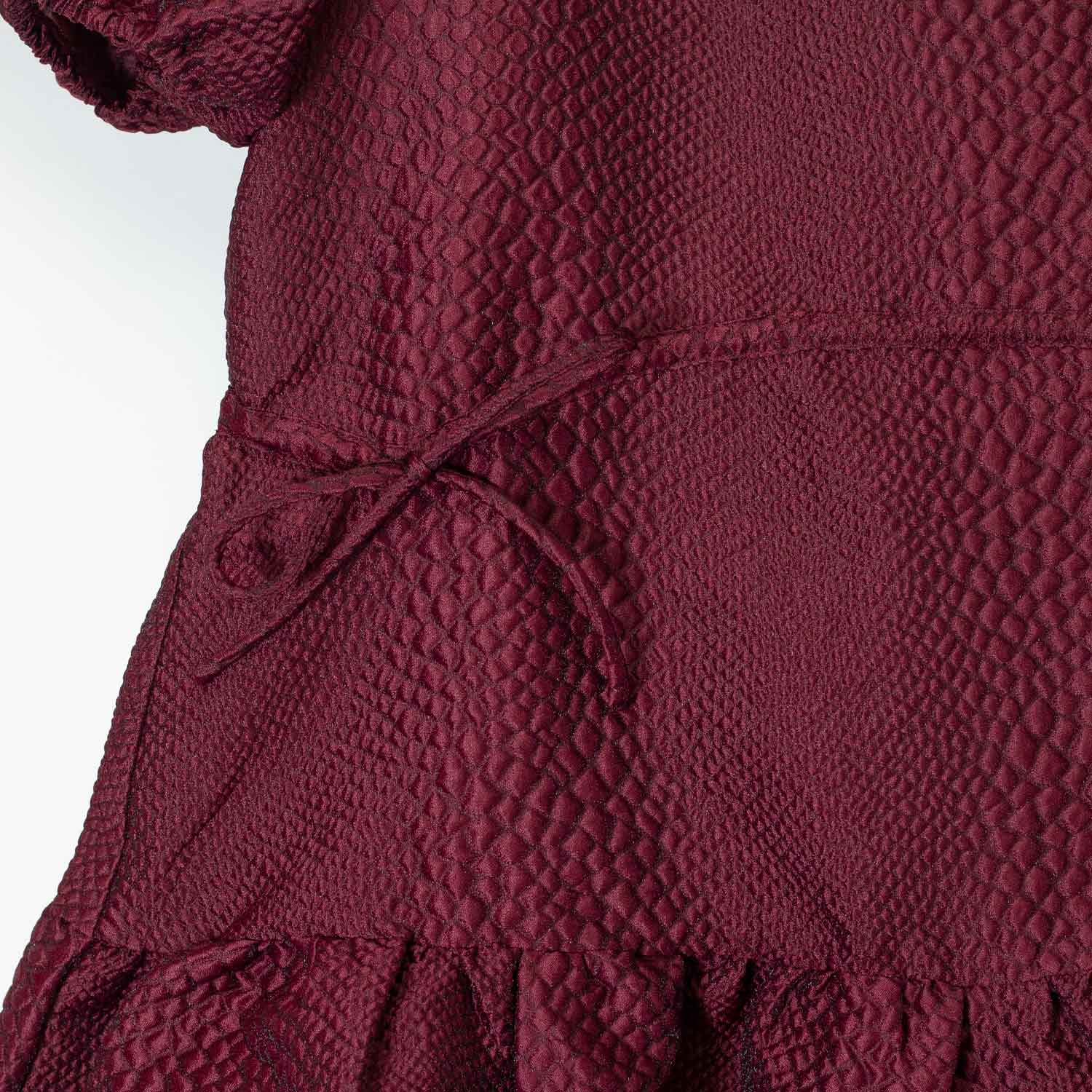 Sea NY FAYETTA EMBOSSED S/S MINI DRESS, Burgundy - Image 3
