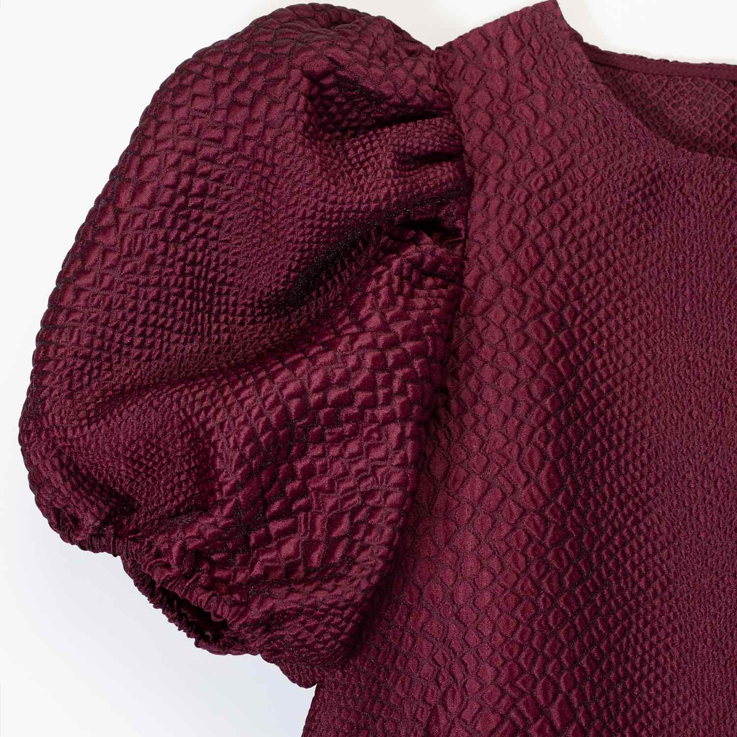 Sea NY FAYETTA EMBOSSED S/S MINI DRESS, Burgundy - Image 4
