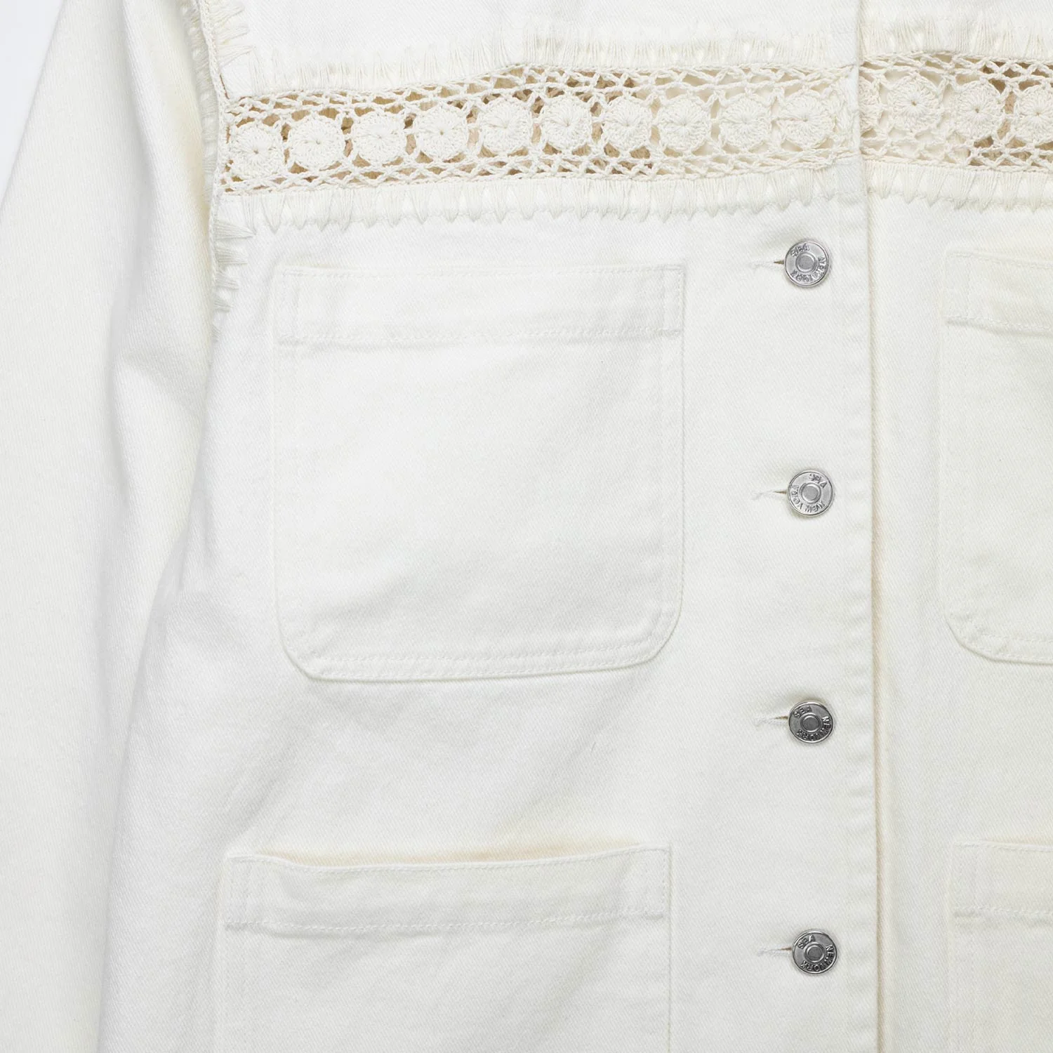 Sea NY STASIA DENIM JACKET, Cream - Image 3
