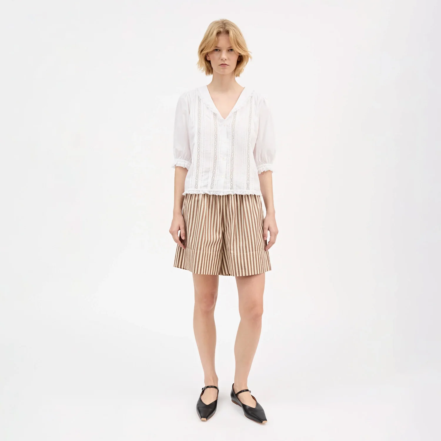 Skall Studio VETIVER SHORTS, Brown/Ecru - Image 2