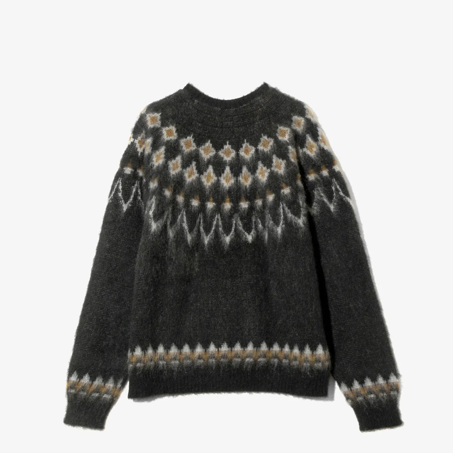 South2 West8 MOHAIR CREW NECK SWEATER, Black - Image 2