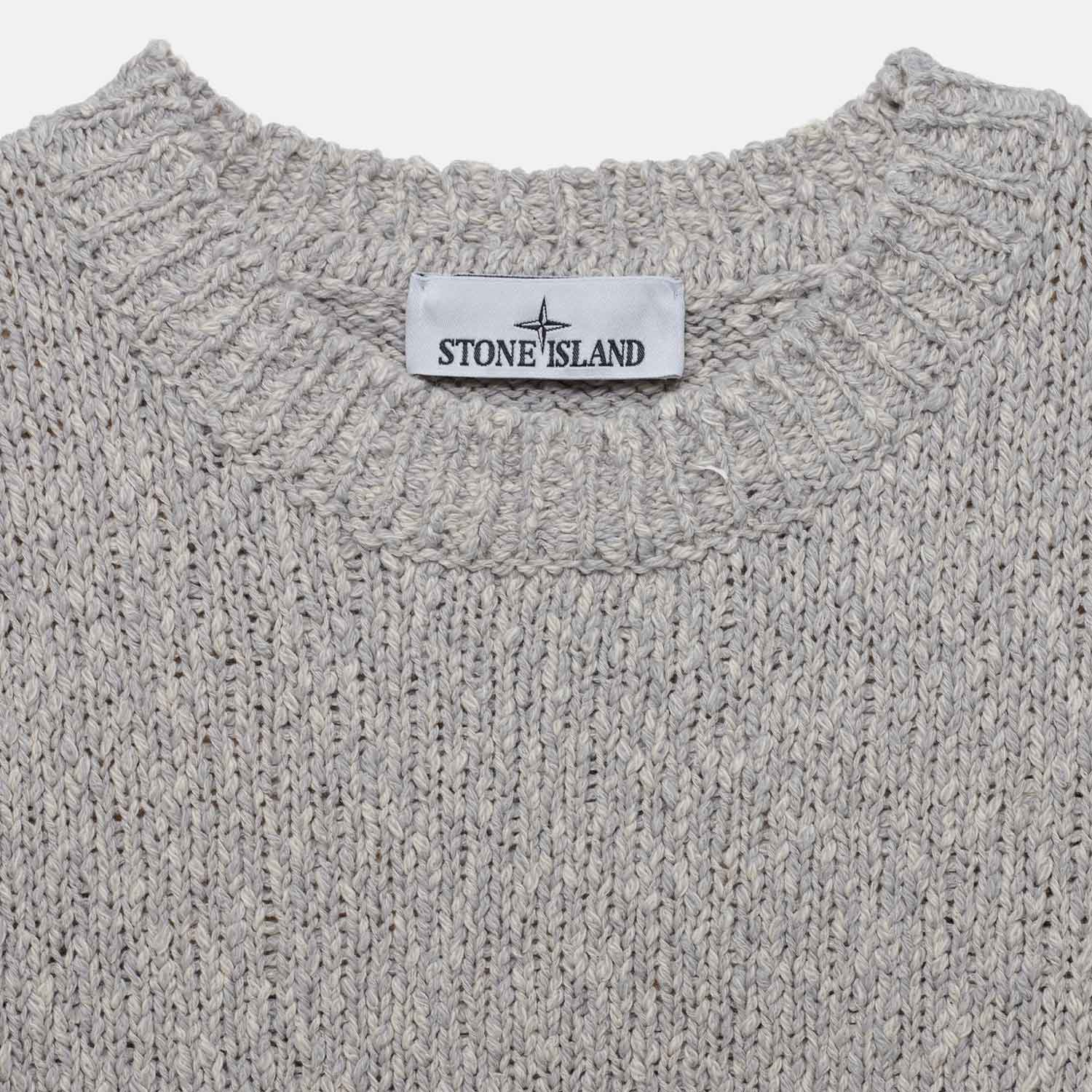 Stone Island 5100025 CREWNECK KNIT, Pearl Grey - Image 3