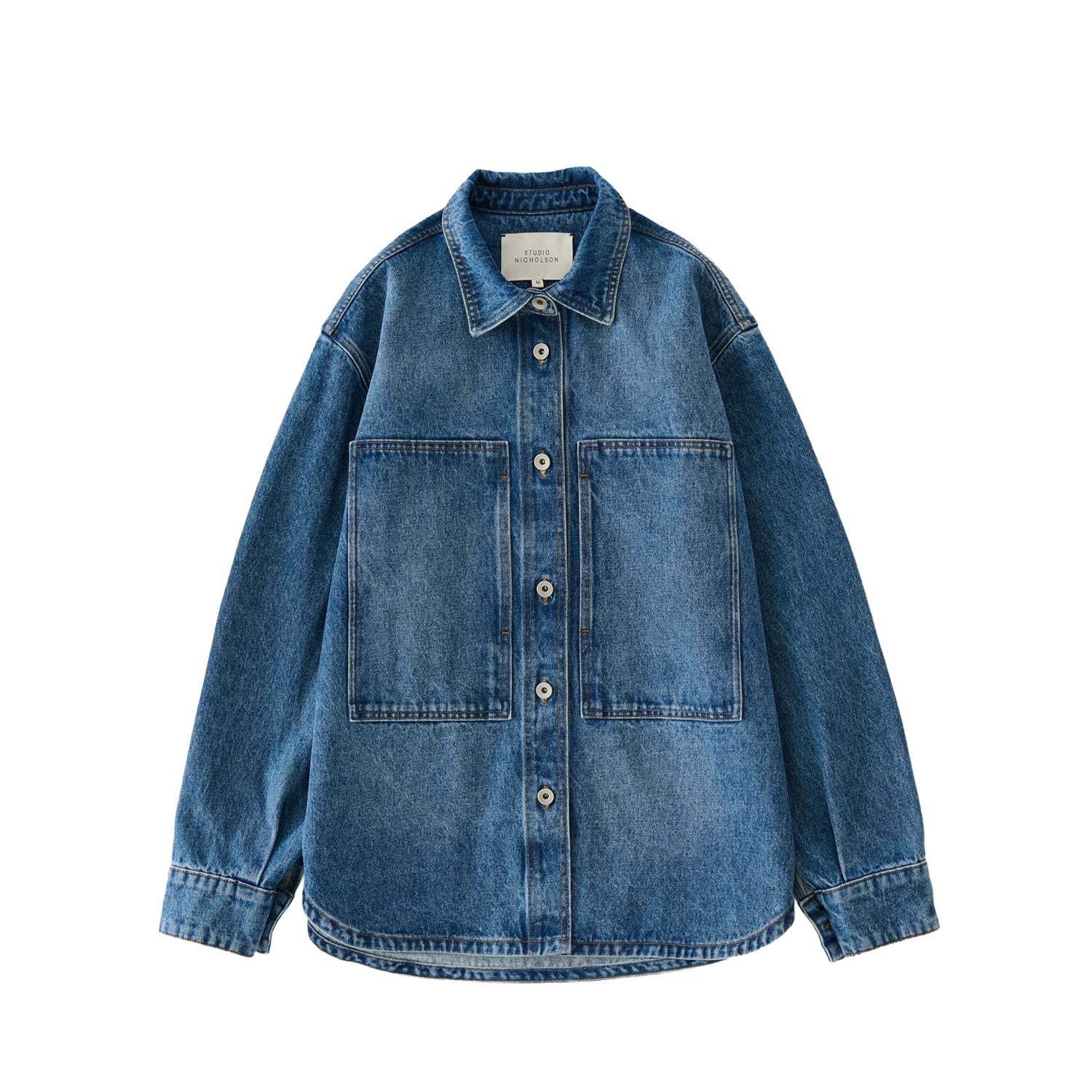 Studio Nicholson SAXON DENIM SHIRT, Worn Wash Indigo